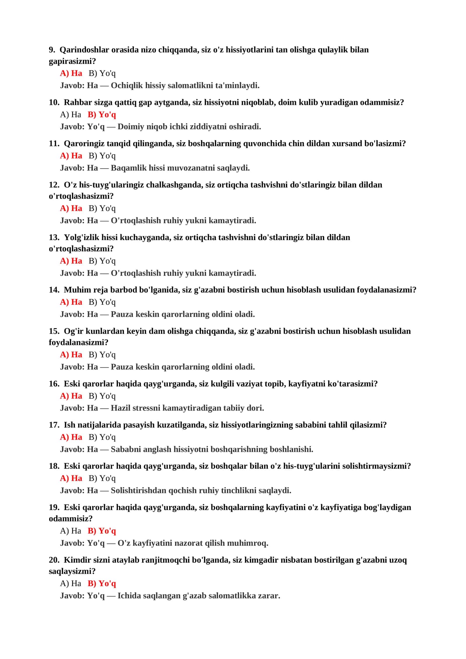 Boshqalarning Fikriga Qaramlik Darajasini Aniqlash Testi 3