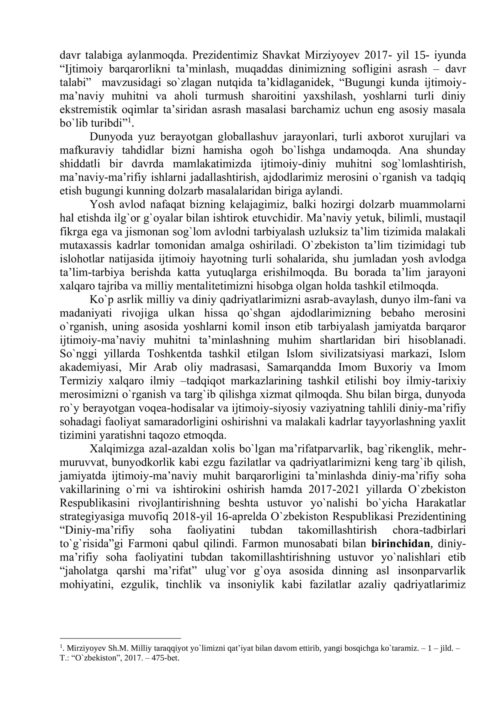 DINSHUNOSLIK fanidan MA’RUZA MASHG‘ULOTLARI UCHUN O‘QUV MATERIALLAR 3