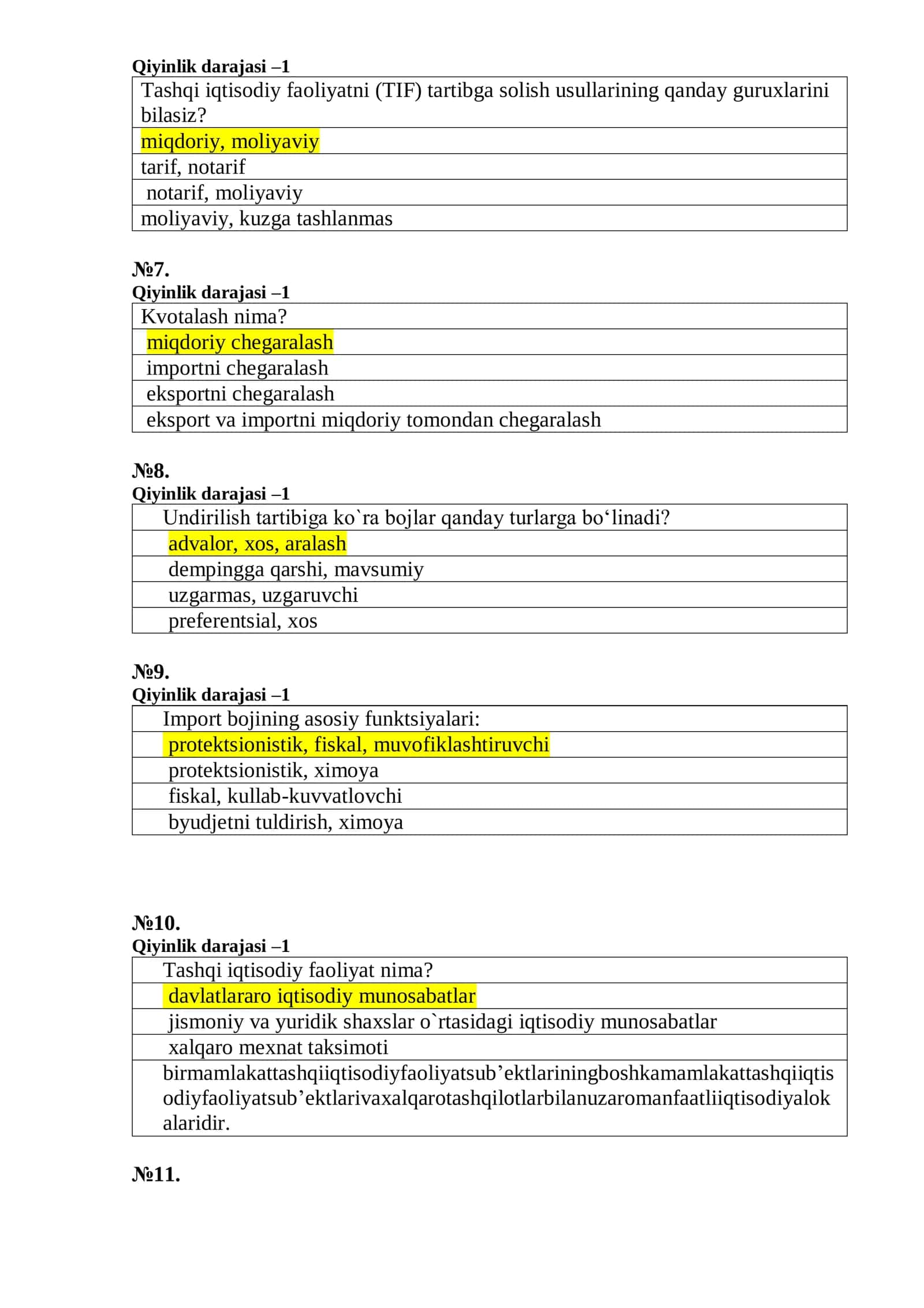 BOJXONA IDORALARIGA ISHGA KIRISH test SAVOL-JAVOBLARI 3