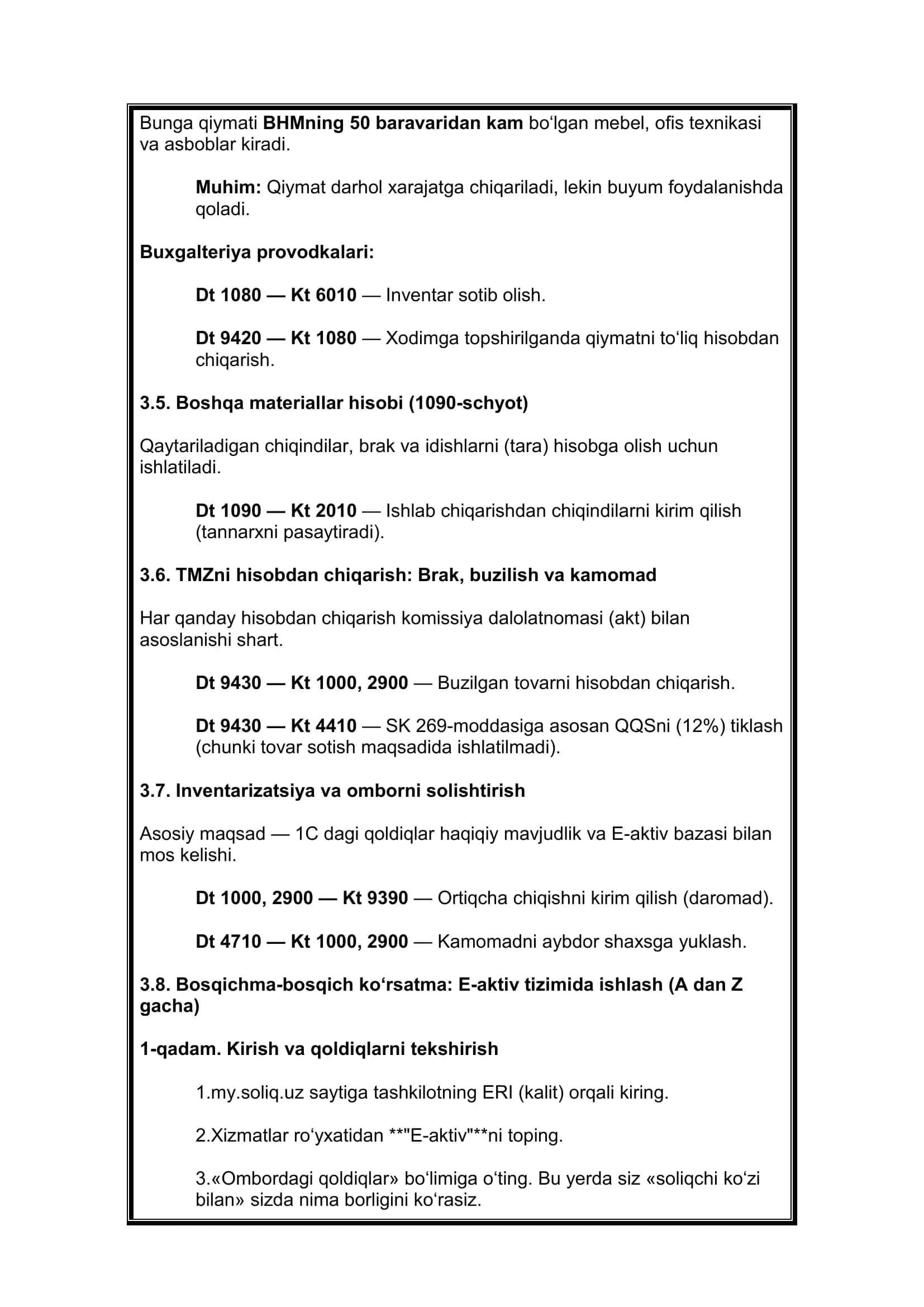3-MODUL: Tovar-moddiy zaxiralari (TMZ) va Ombor nazorati 3