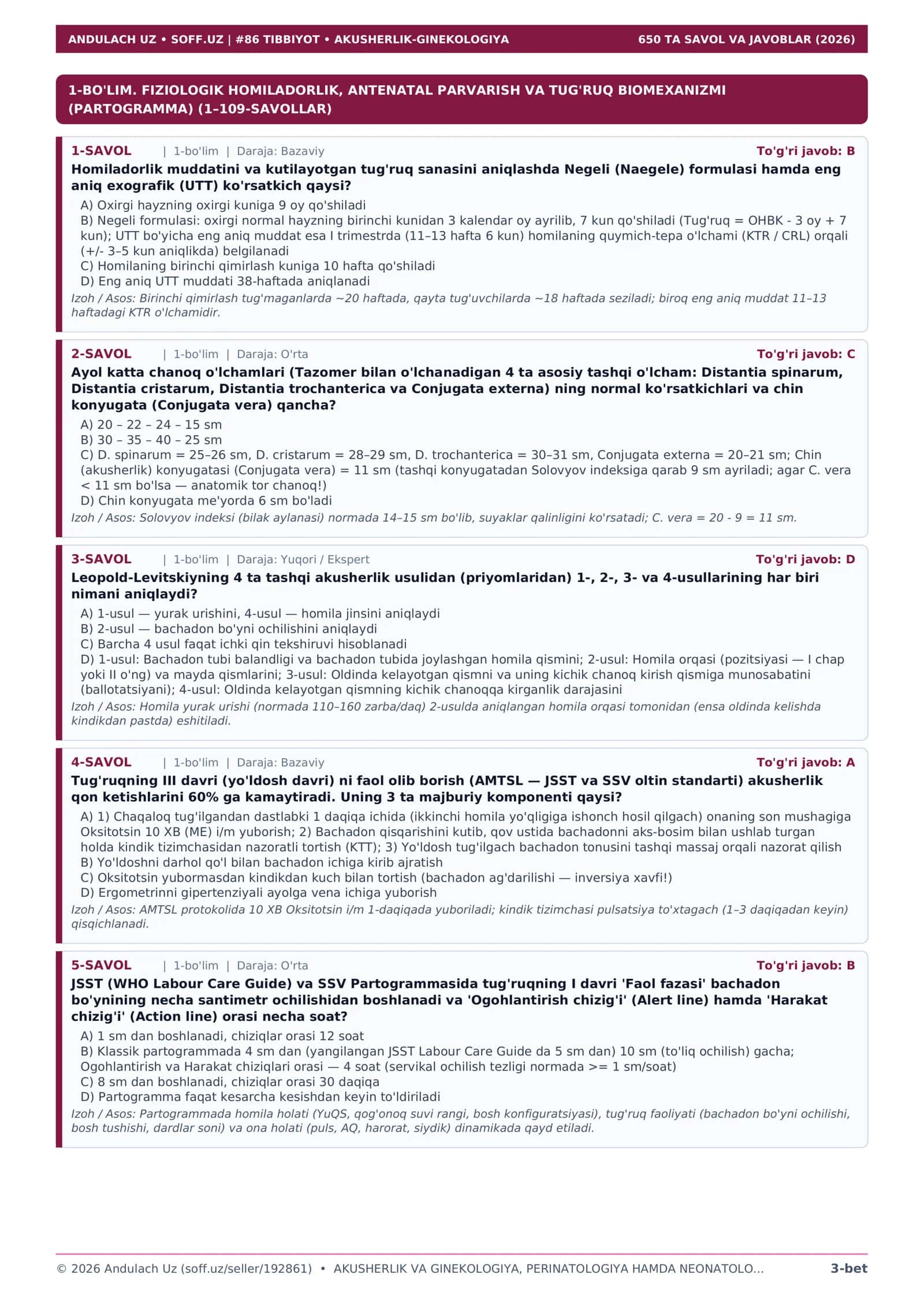 AKUSHERLIK VA GINEKOLOGIYA, PERINATOLOGIYA HAMDA NEONATOLOGIYA 3