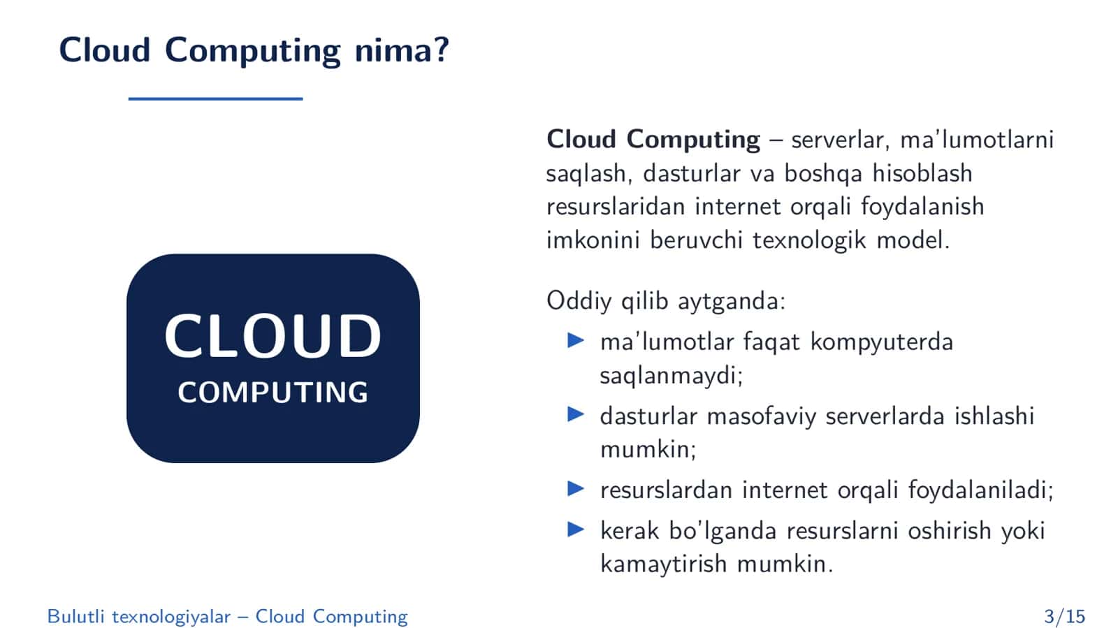 BULUTLI TEXNOLOGIYALAR (CLOUD COMPUTING) 3