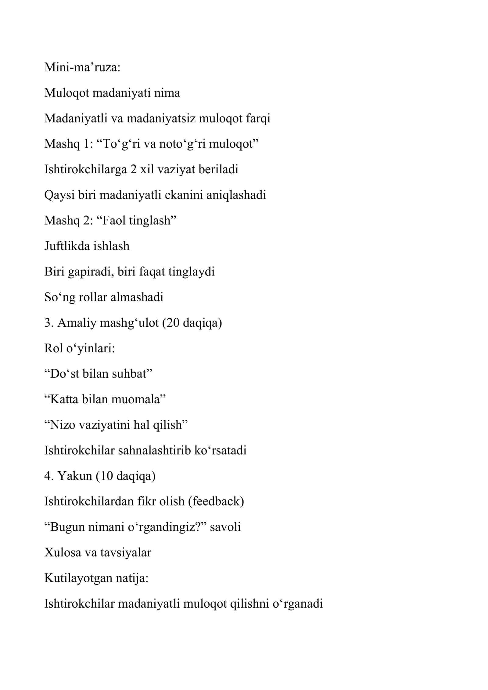 Psixologik trening asoslari. Mustaqil topshiriq 3