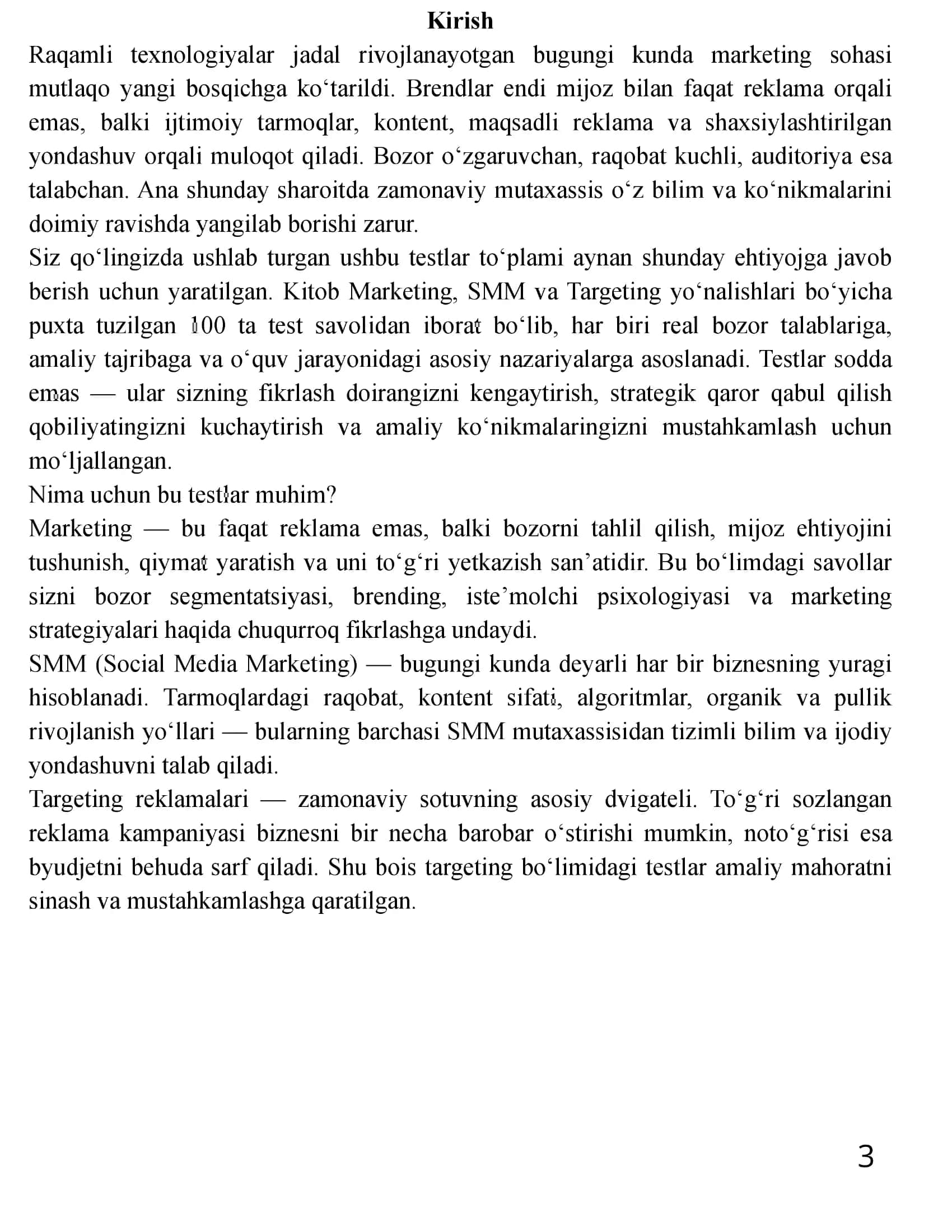 MARKETING BO'YICHA 100 MUHIMI TEST (javobi bilan) 3