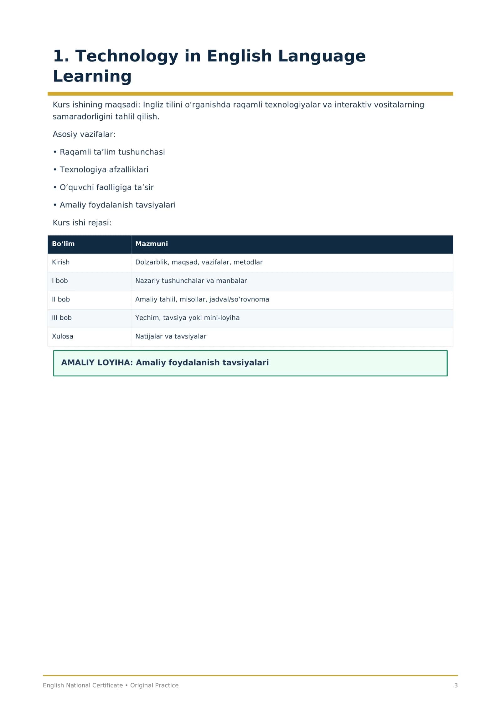 ENGLISH NATIONAL CERTIFICATE 3
