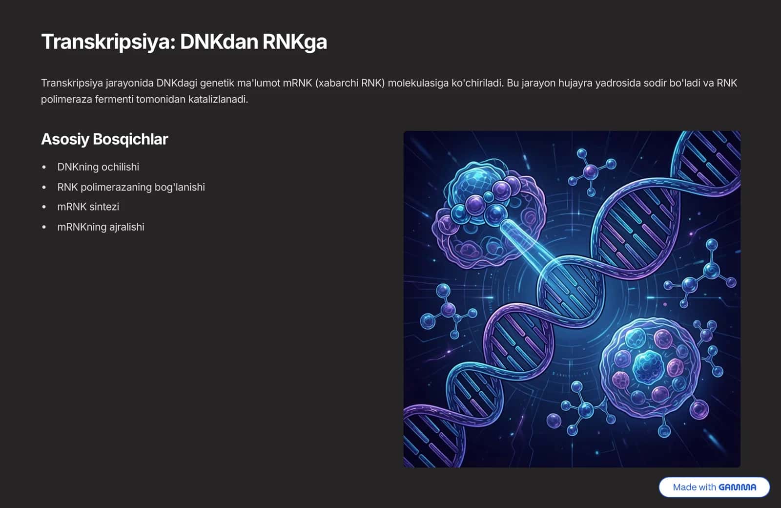 Oqsil Biosintezi: Hayotning Markaziy Dogmasi 3