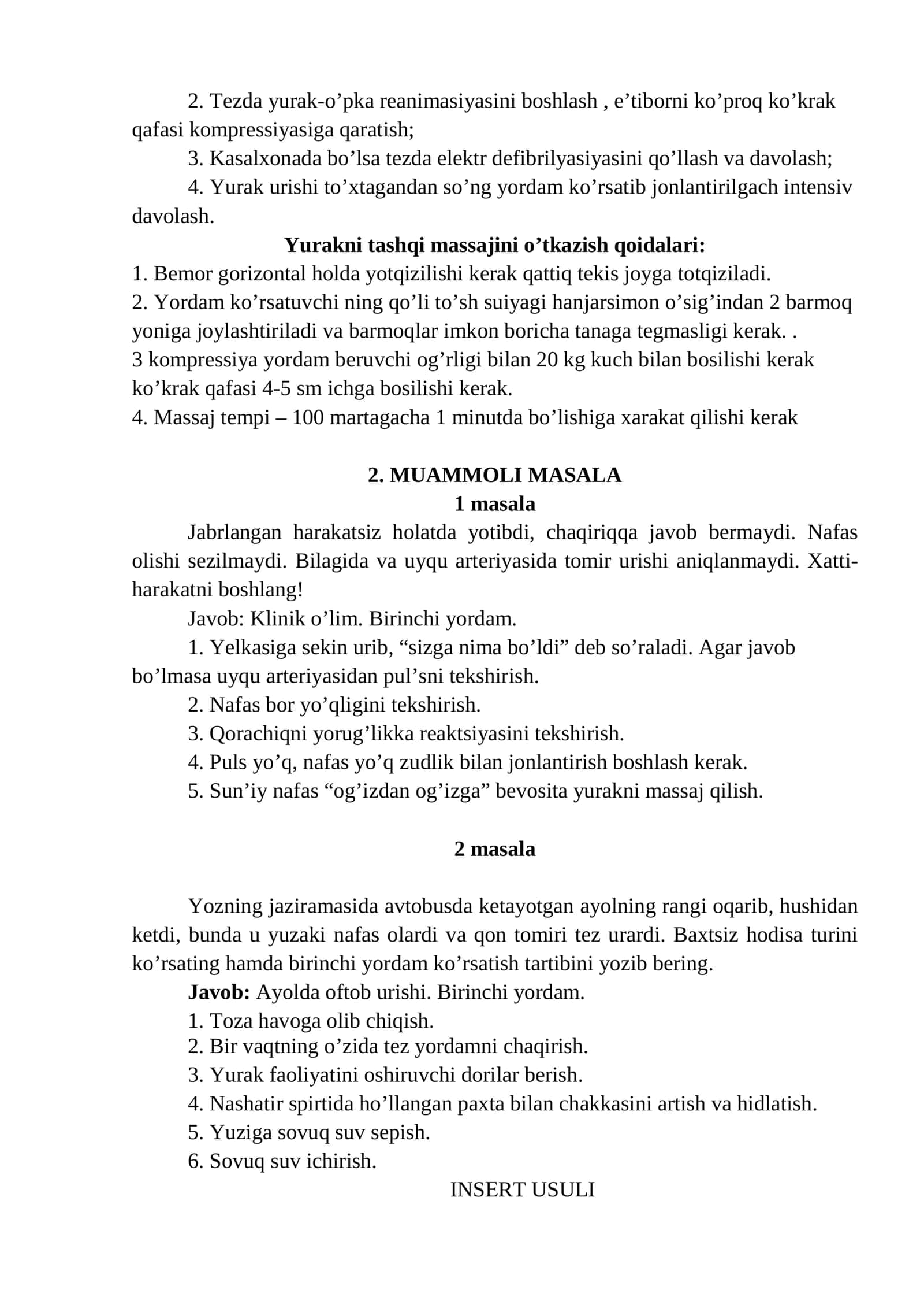 4. YURAK-O’PKA REANIMASIYASI, TERMINAL HOLAT 3