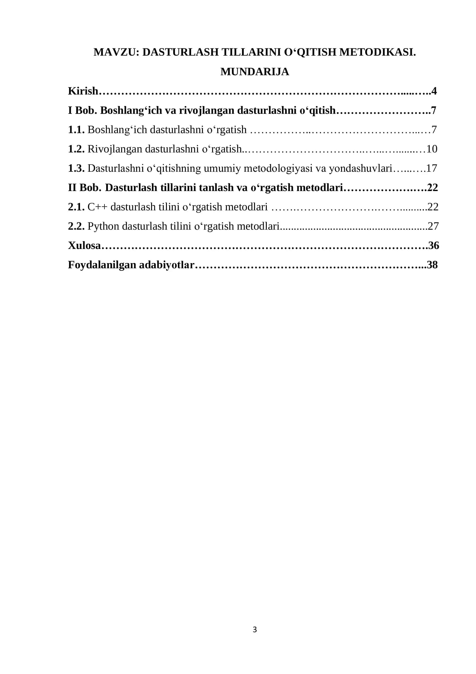 Dasturlash Tillari va Uni O'qitish Metodikasi 3