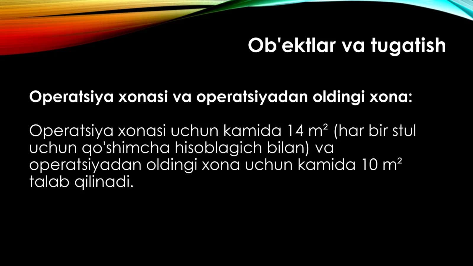 Stomatologiya poliklinikalarida Xirurgiya xonasiga qoʻyiladigan talablar 3