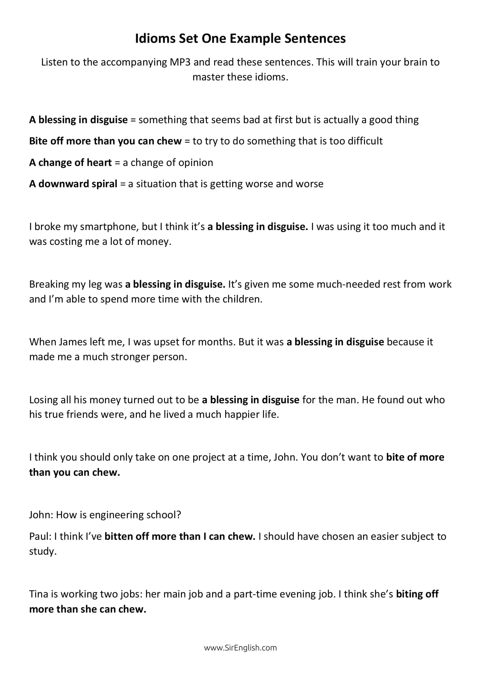 Idioms in Use Set One 3