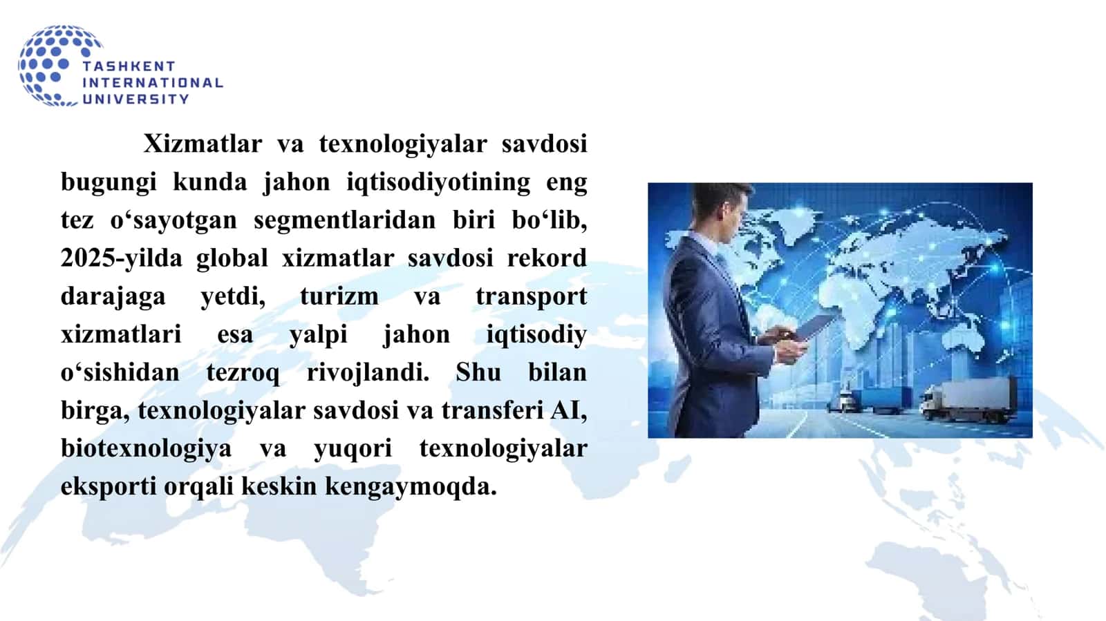 XALQARO XIZMATLAR VA TЕXNOLOGIYALAR SAVDOSI 3