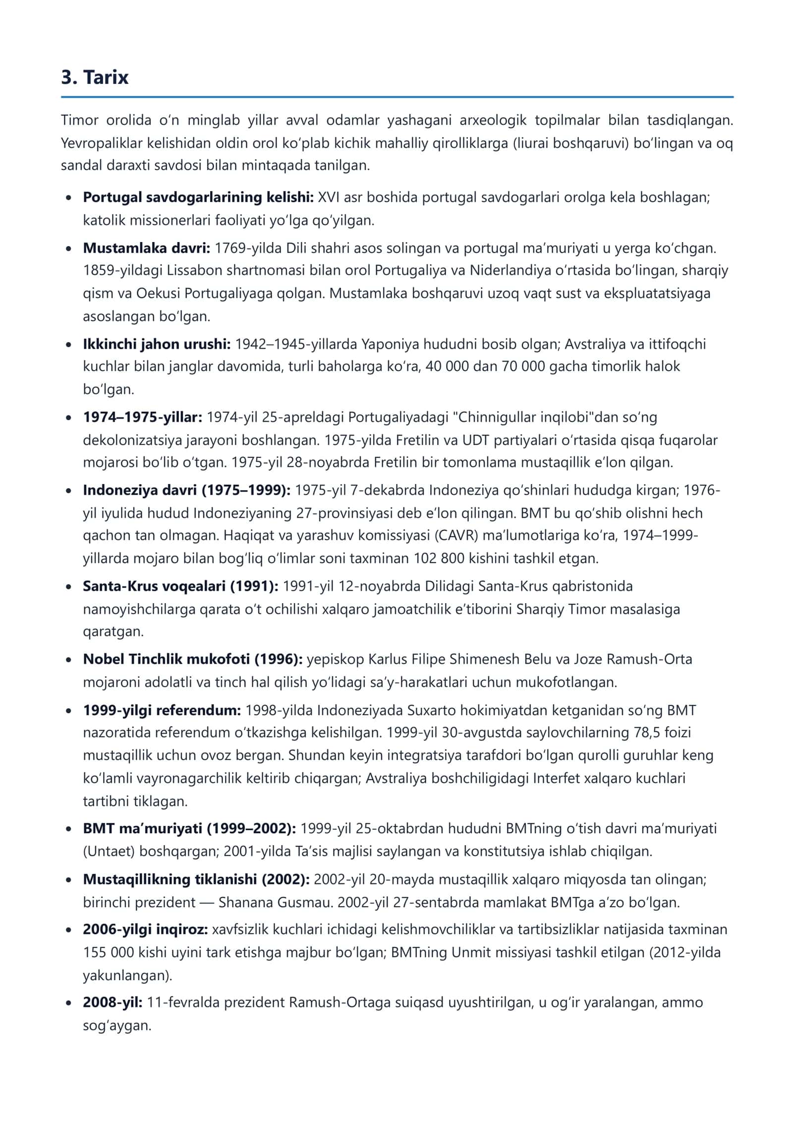 DUNYO DAVLATLARI ENSIKLOPEDIYASI Timor-Leste Demokratik Respublikasi 3