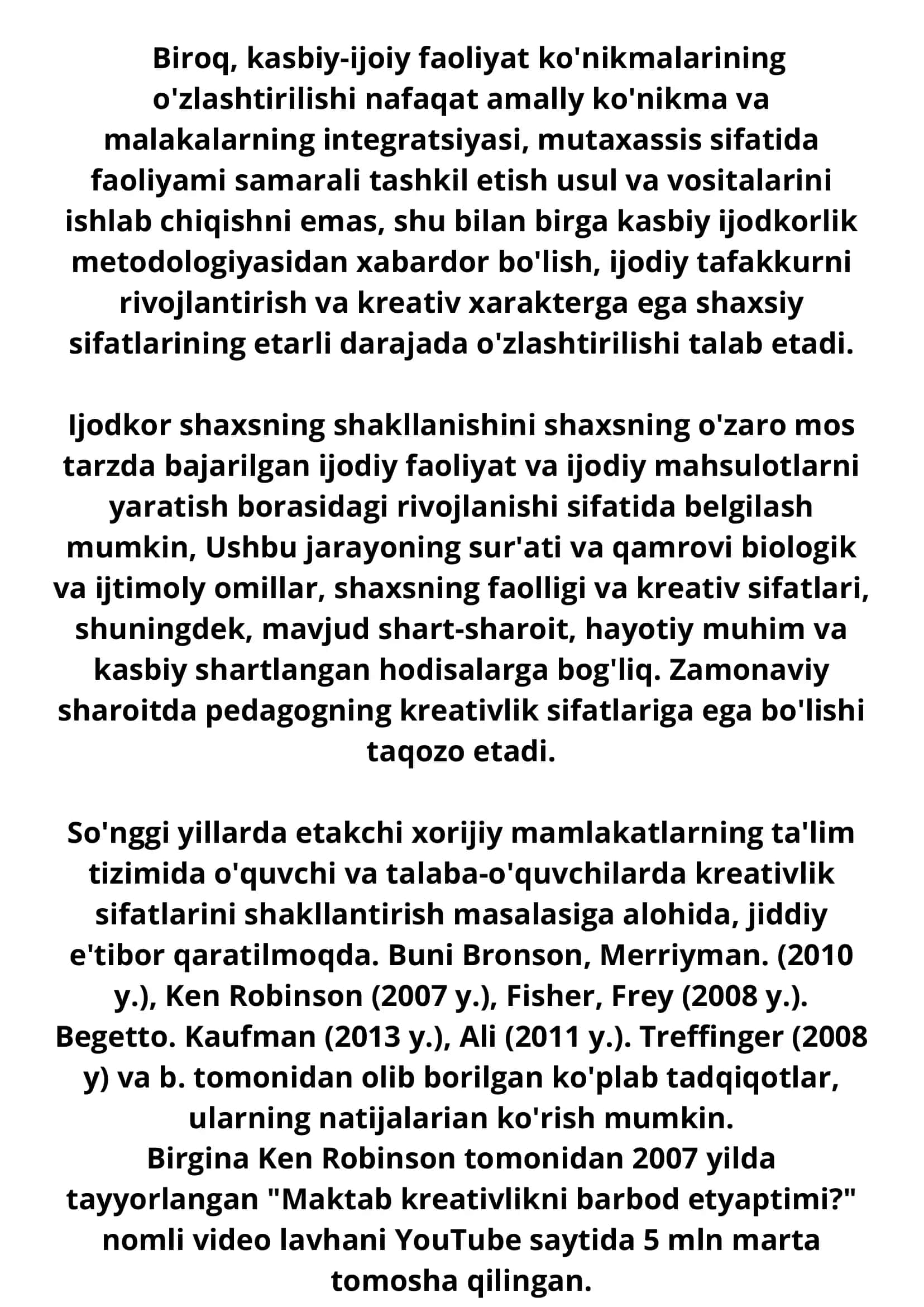 Kreativ pedagogika fanini oʼqitish metodlarining oʼziga xos xususiyatlari 3