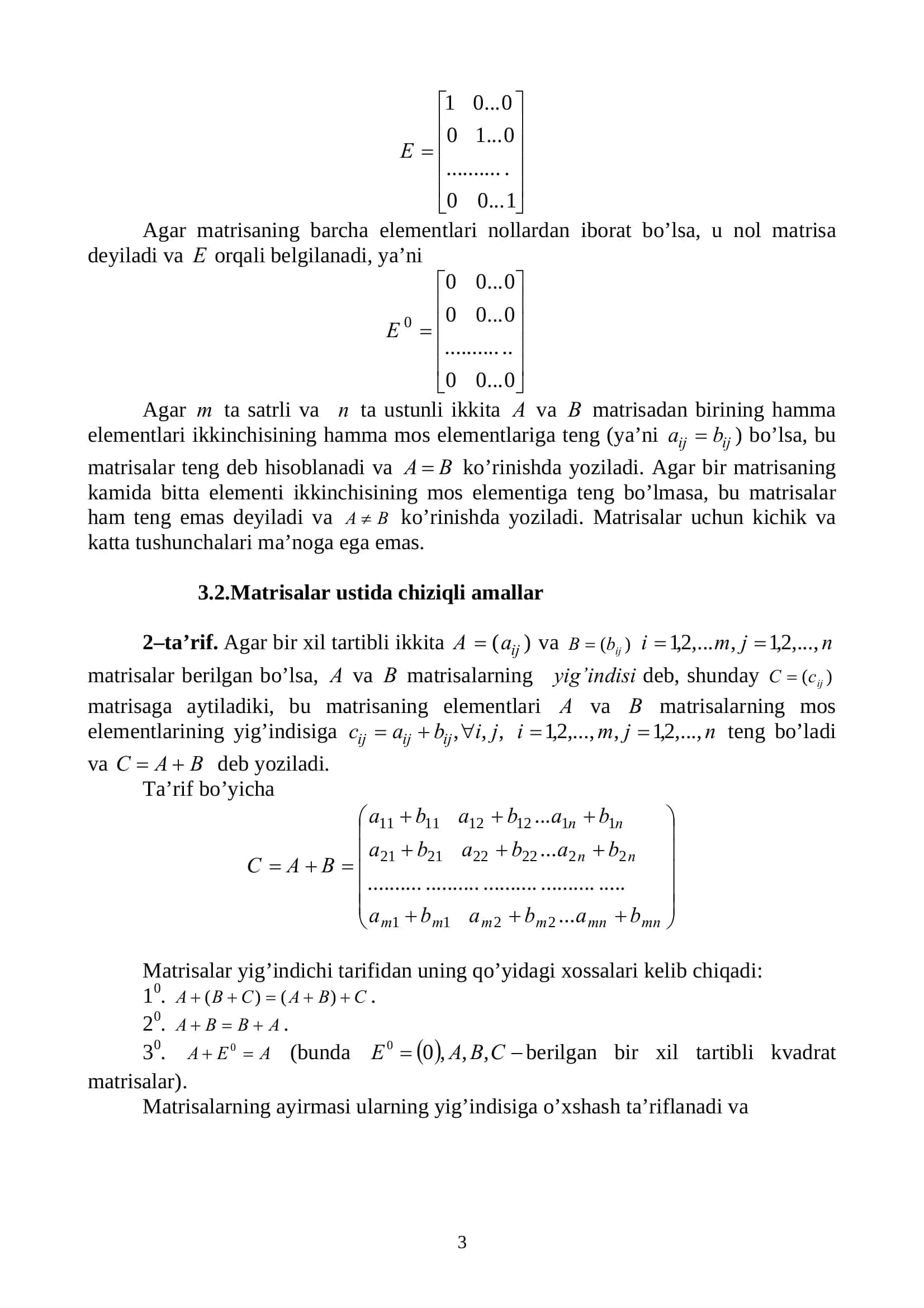 Oliy matematika: matrisalar, teskari matrisa va rangi (PDF) 3