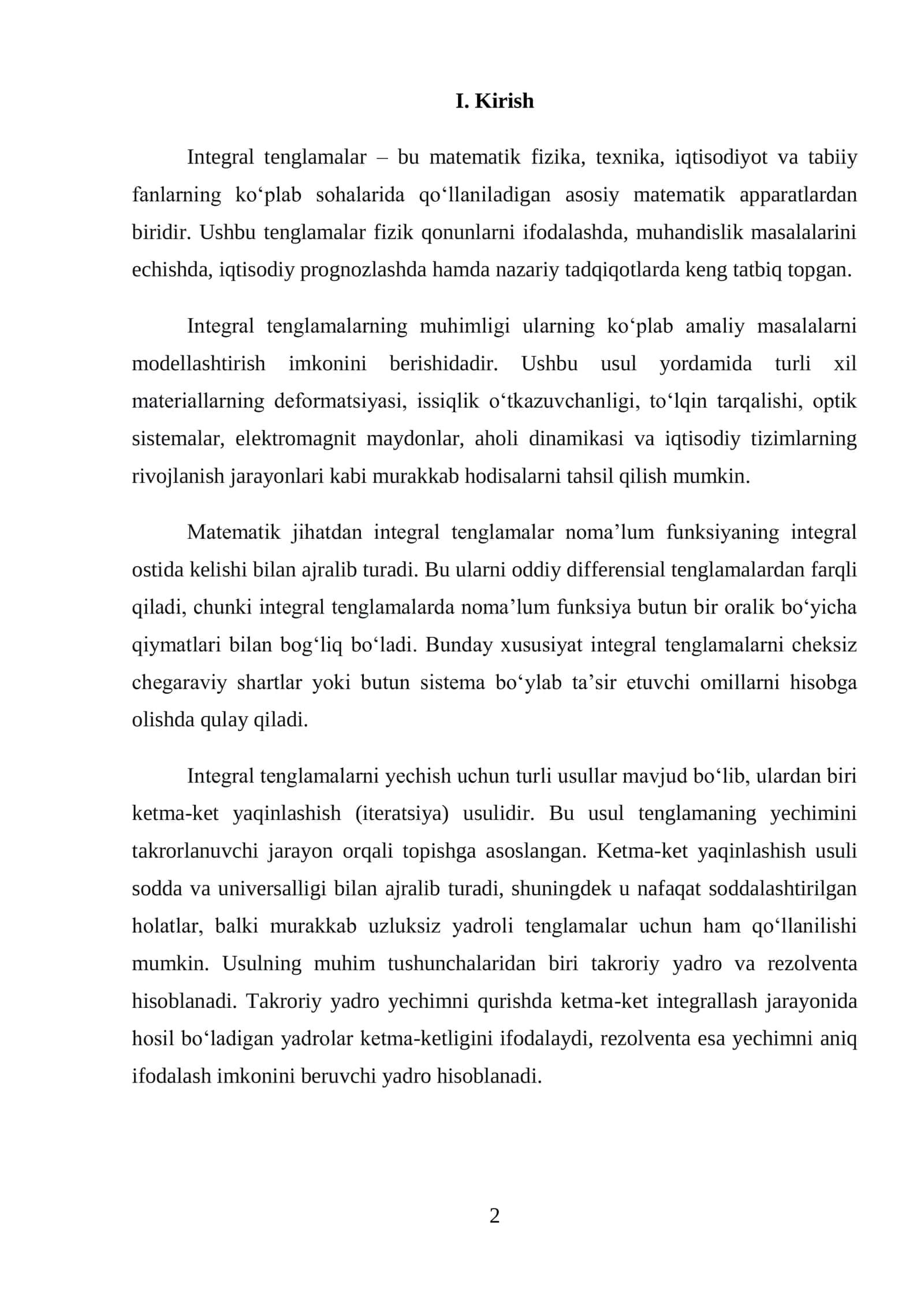 Integral Tenglamalar va Rezolventa 3