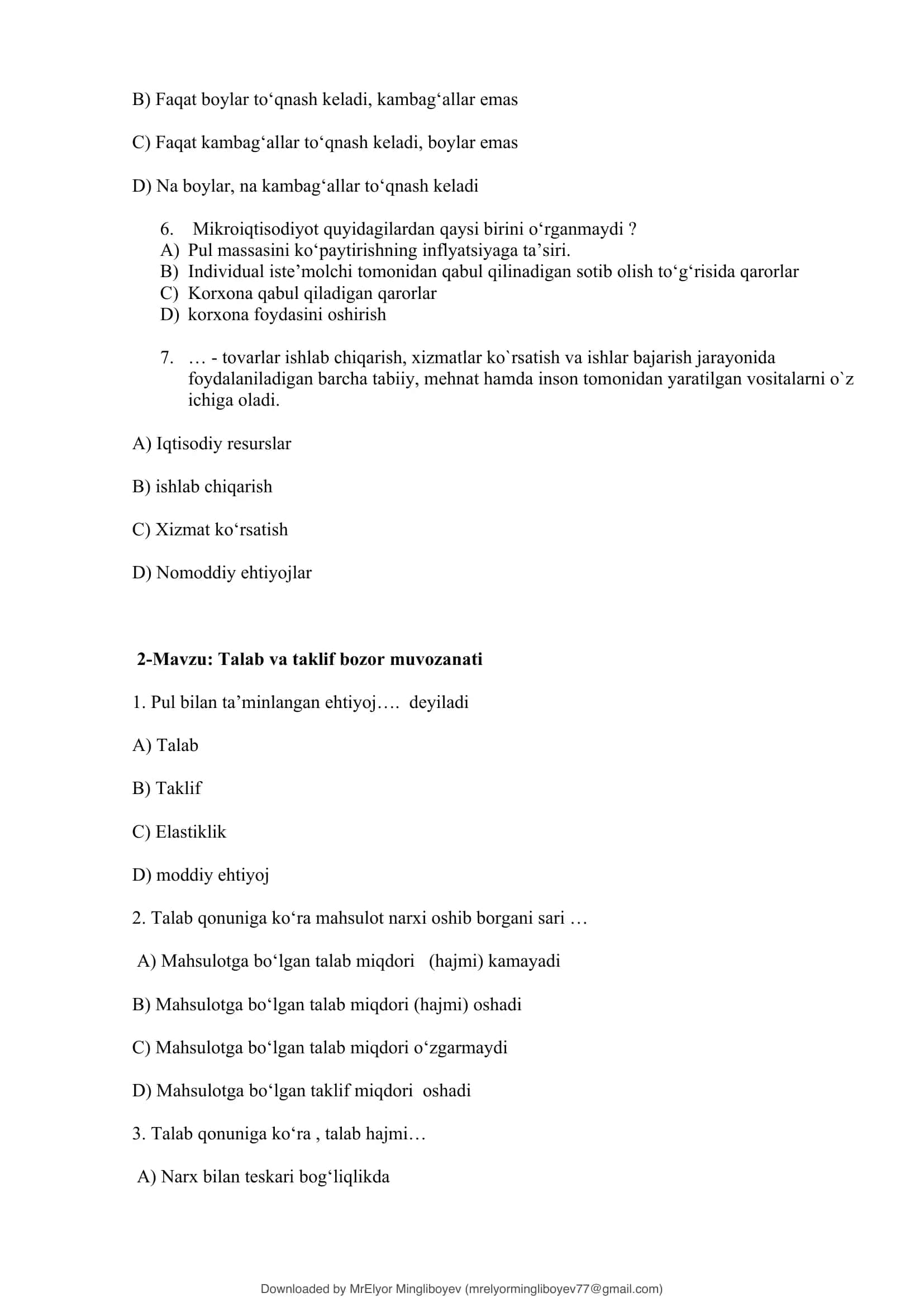 Mikrodan mavzulashgan testlar 3