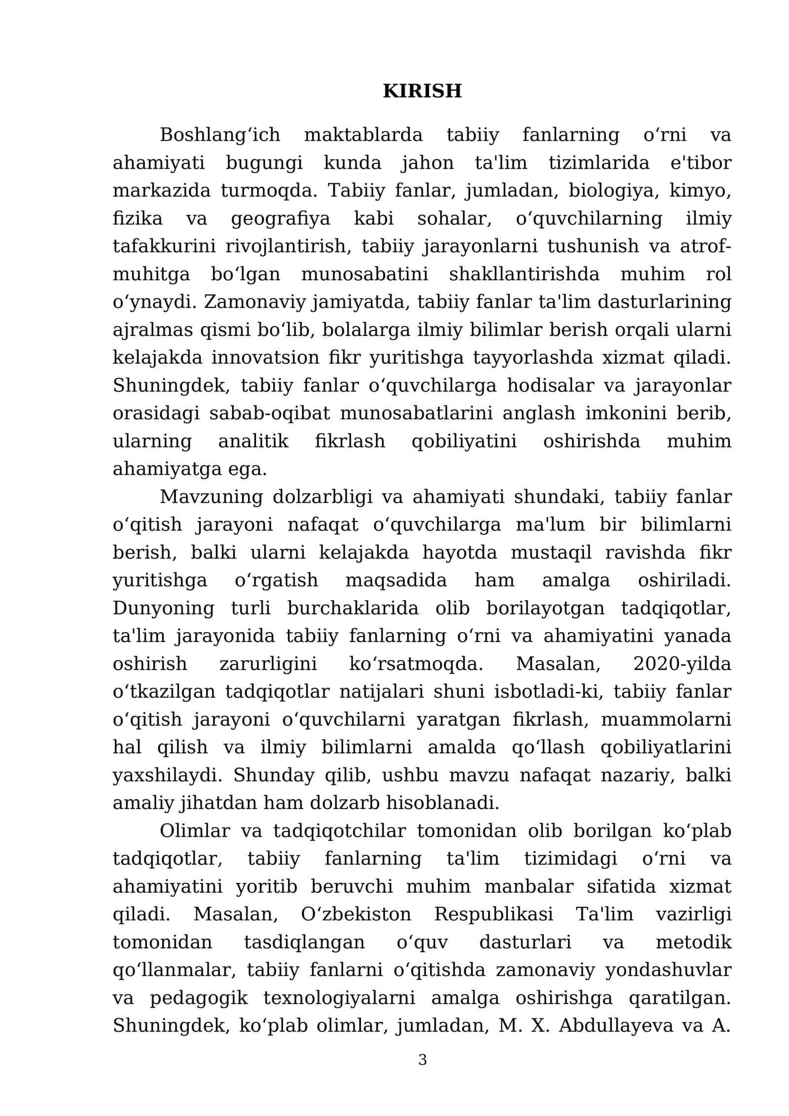 Boshlang‘ich maktablarda tabiiy fanlarning mazmuni, o‘quv dasturining tahlili 3
