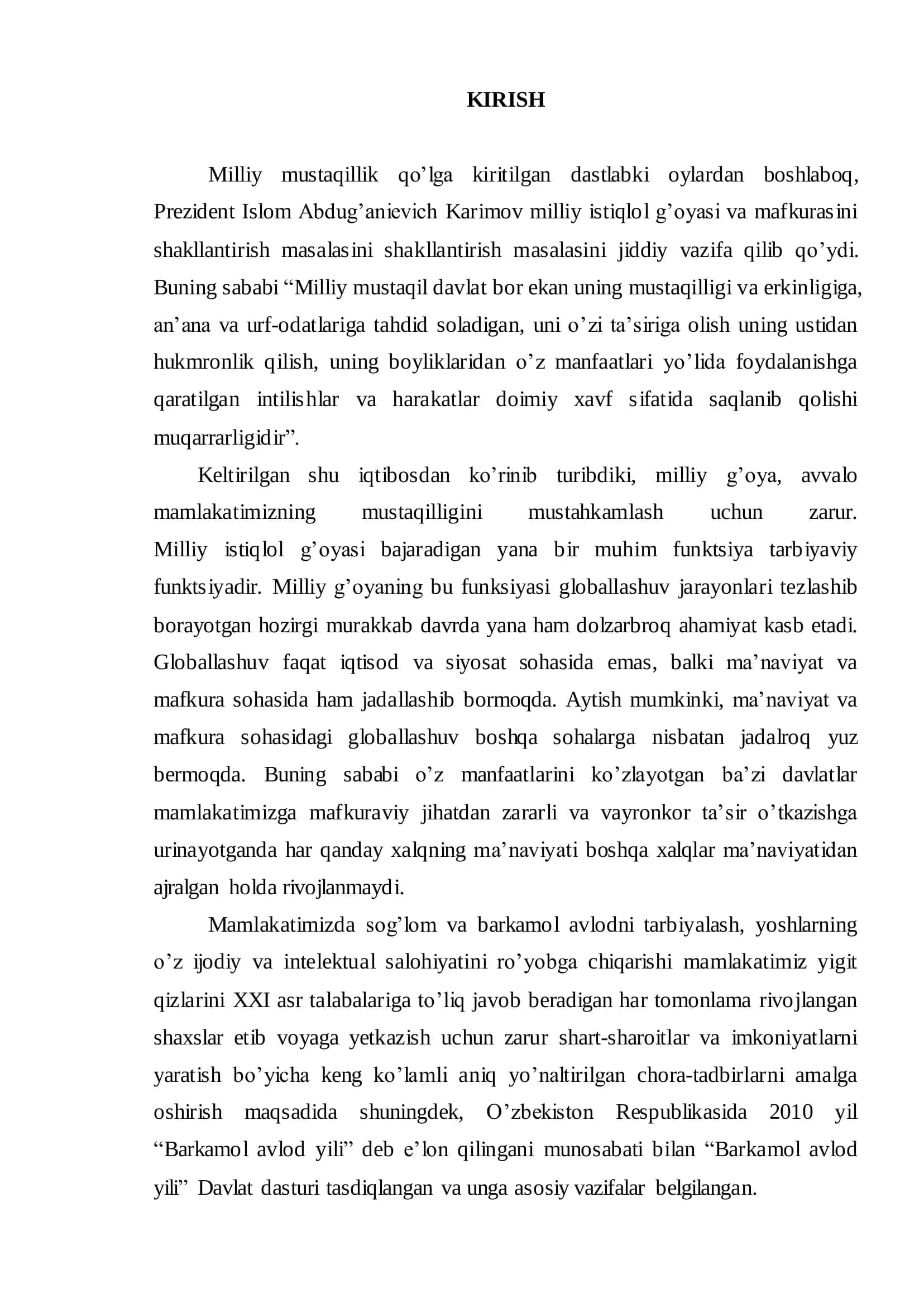 "O’ZBEKISTONDA MUSTAQILLIK YILLARIDA BARKAMOL AVLOD TARBIYASINING YO’LLARI" 3