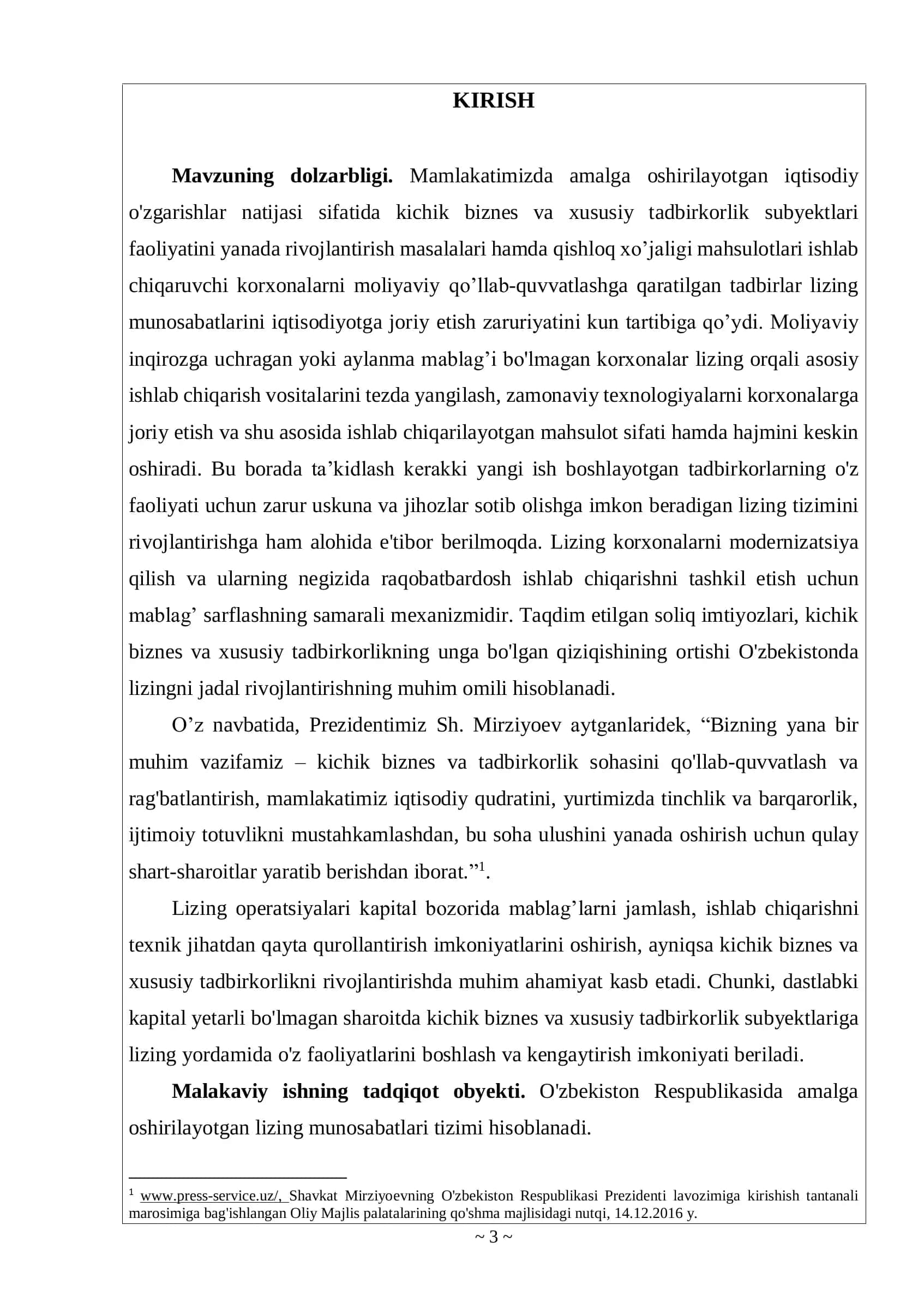 Kichik biznes subyektlari faoliyatini lizing asosida moliyalashtirishning nazariy va huquqiy asoslari 3