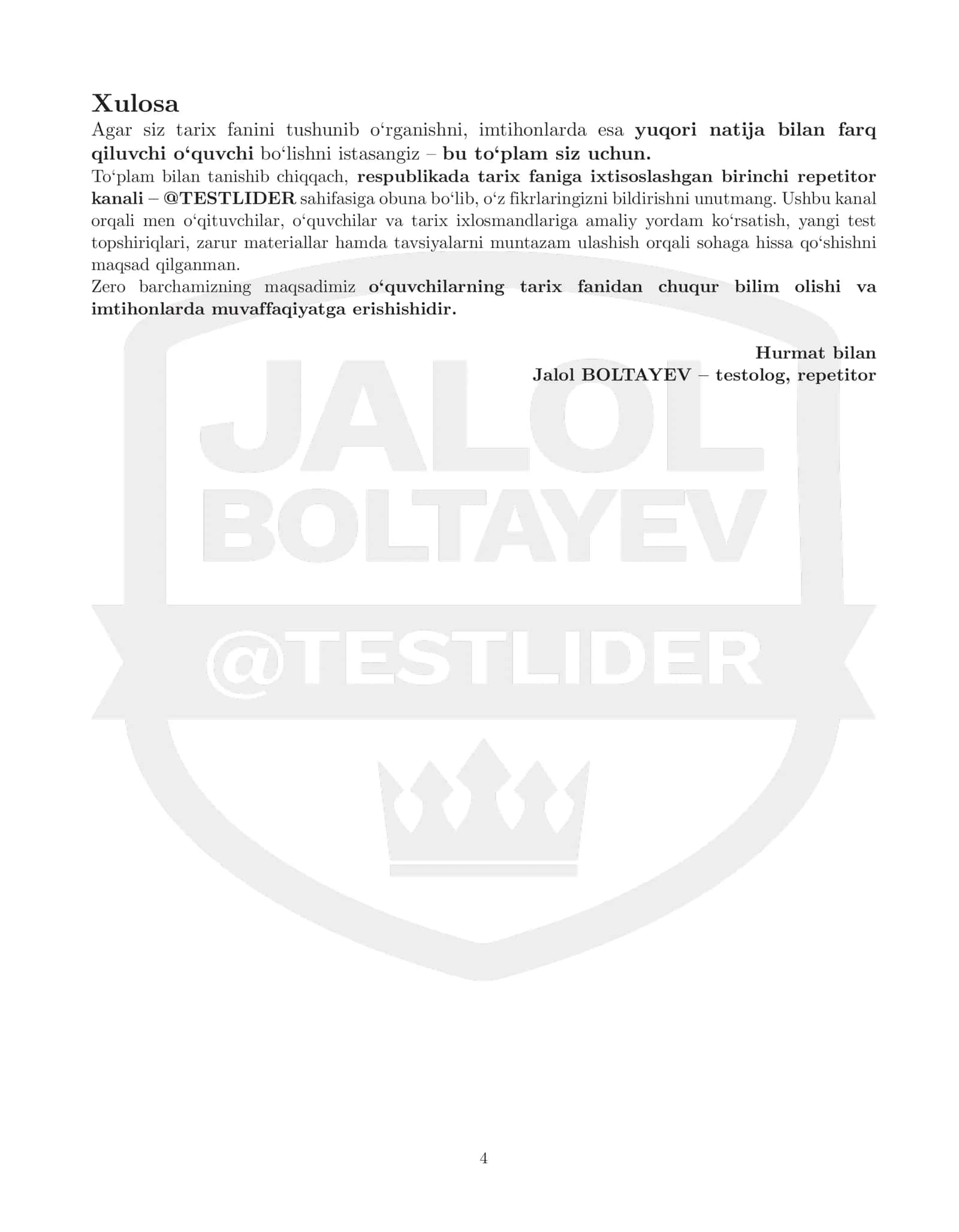 JAHON TARIXI MAVZULASHTIRILGAN TESTLAR 3