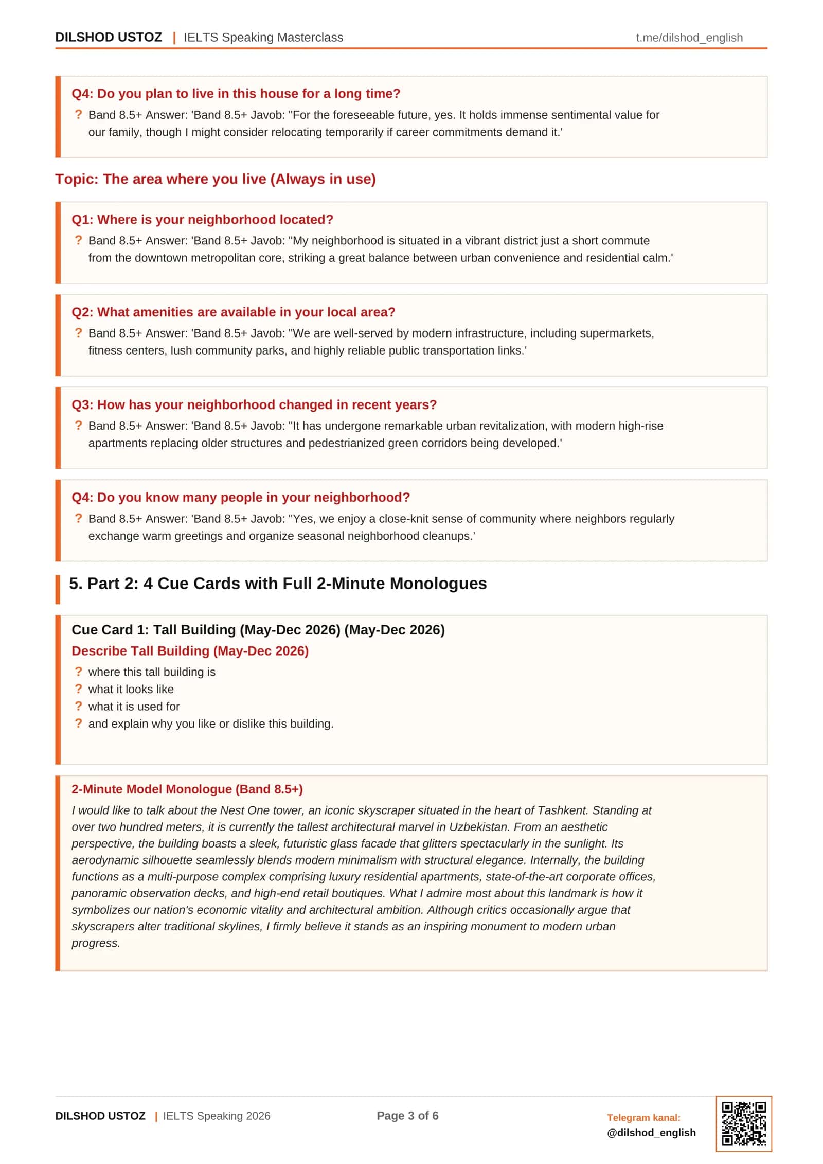 IELTS Speaking Masterclass lesson 2 3