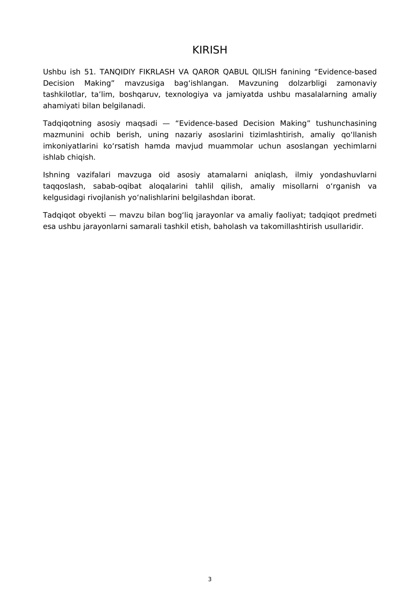 Evidence-based Decision Making 3