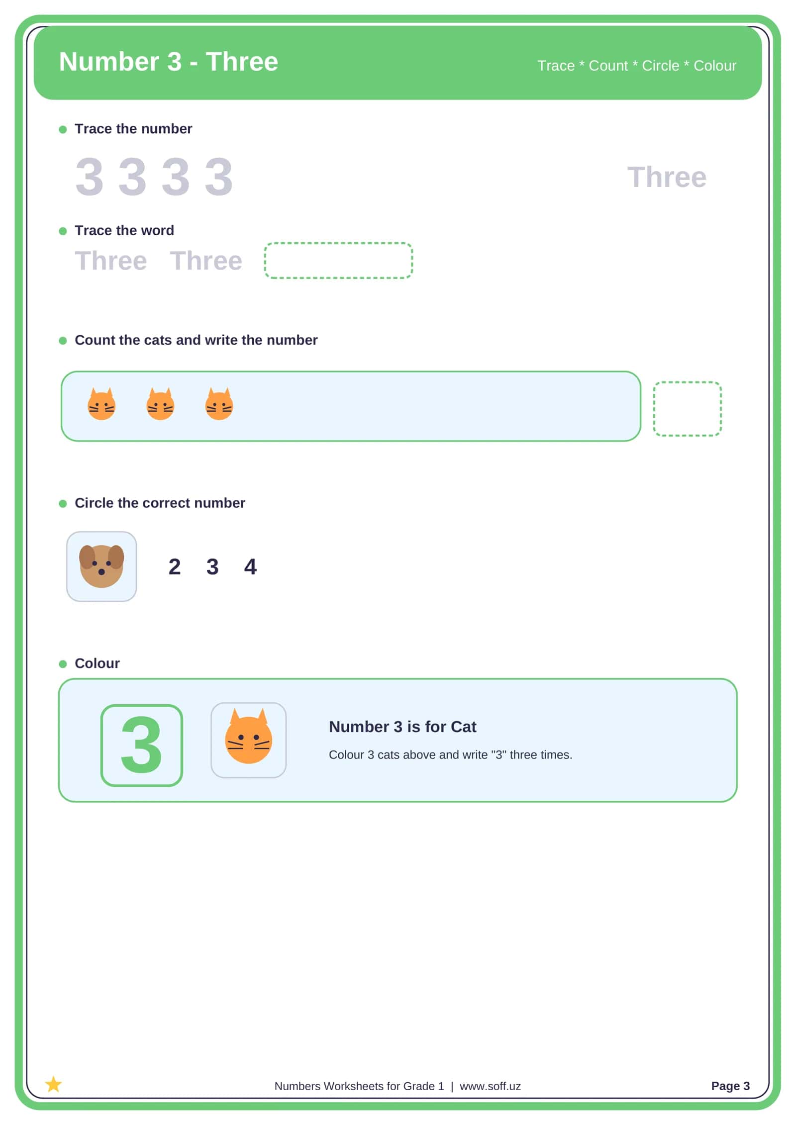 Numbers Worksheets for Grade 1 3