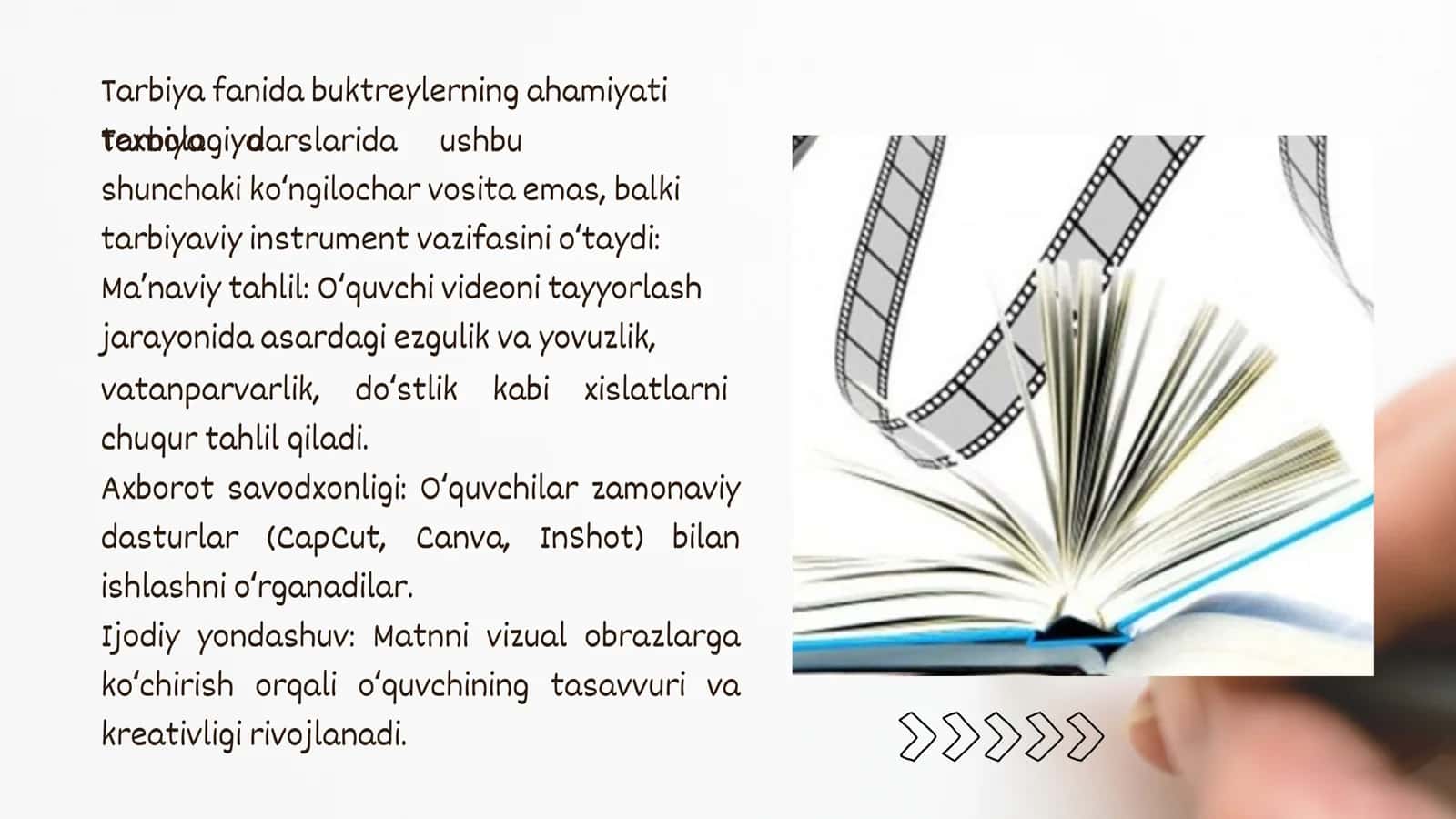 TARBIYA FANINI OʻQITISHDA BUKTREYLER TEXNOLOGIYALARDAN FOYDALANISH 3