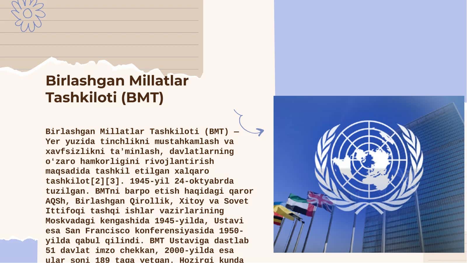 Birlashgan Millatlar Tashkiloti (BMT) 3