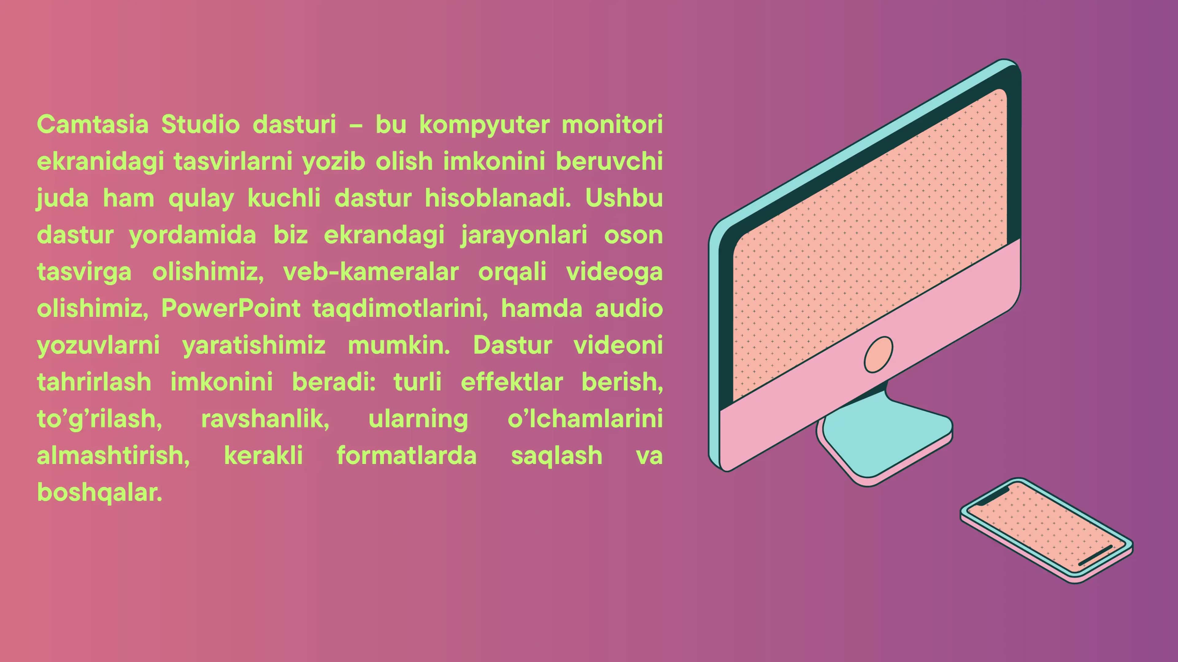 Camtasia Studio instrumentlar ishchi paneli bilan tanishish. 3