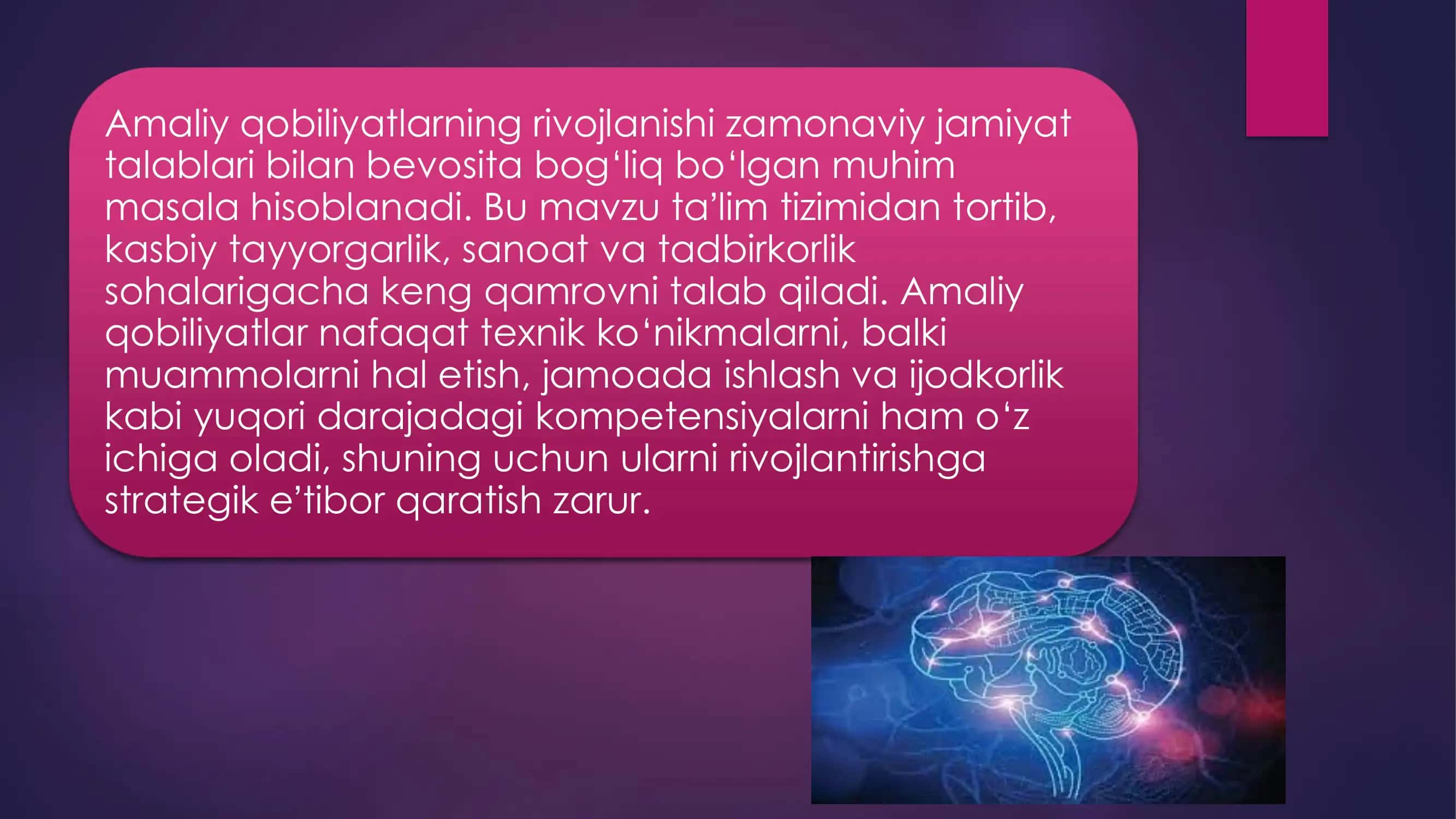 Amaliy qobilyatlarning rivojlanishi 3