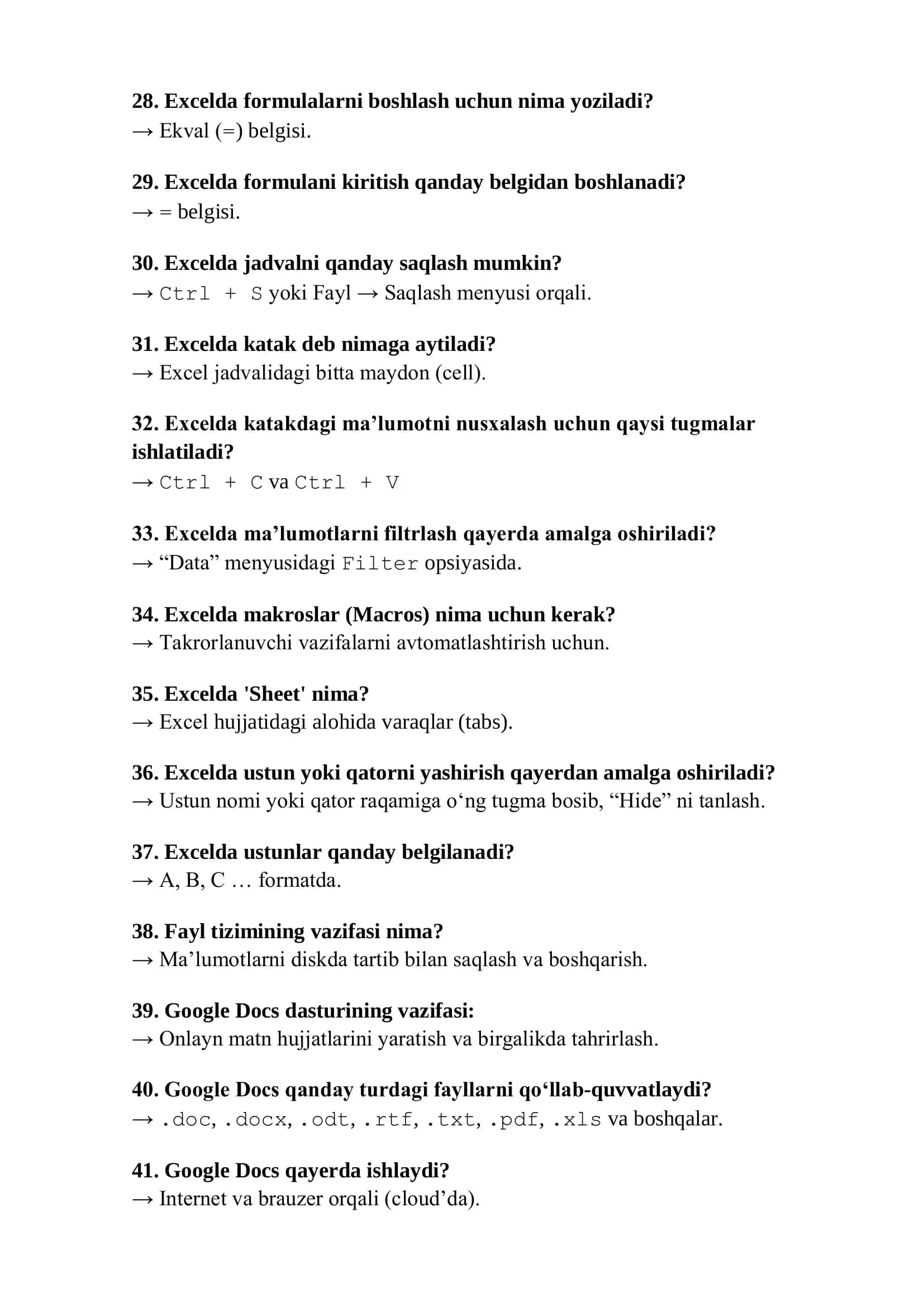 Компютер саводхонлиги буйича testlar 3