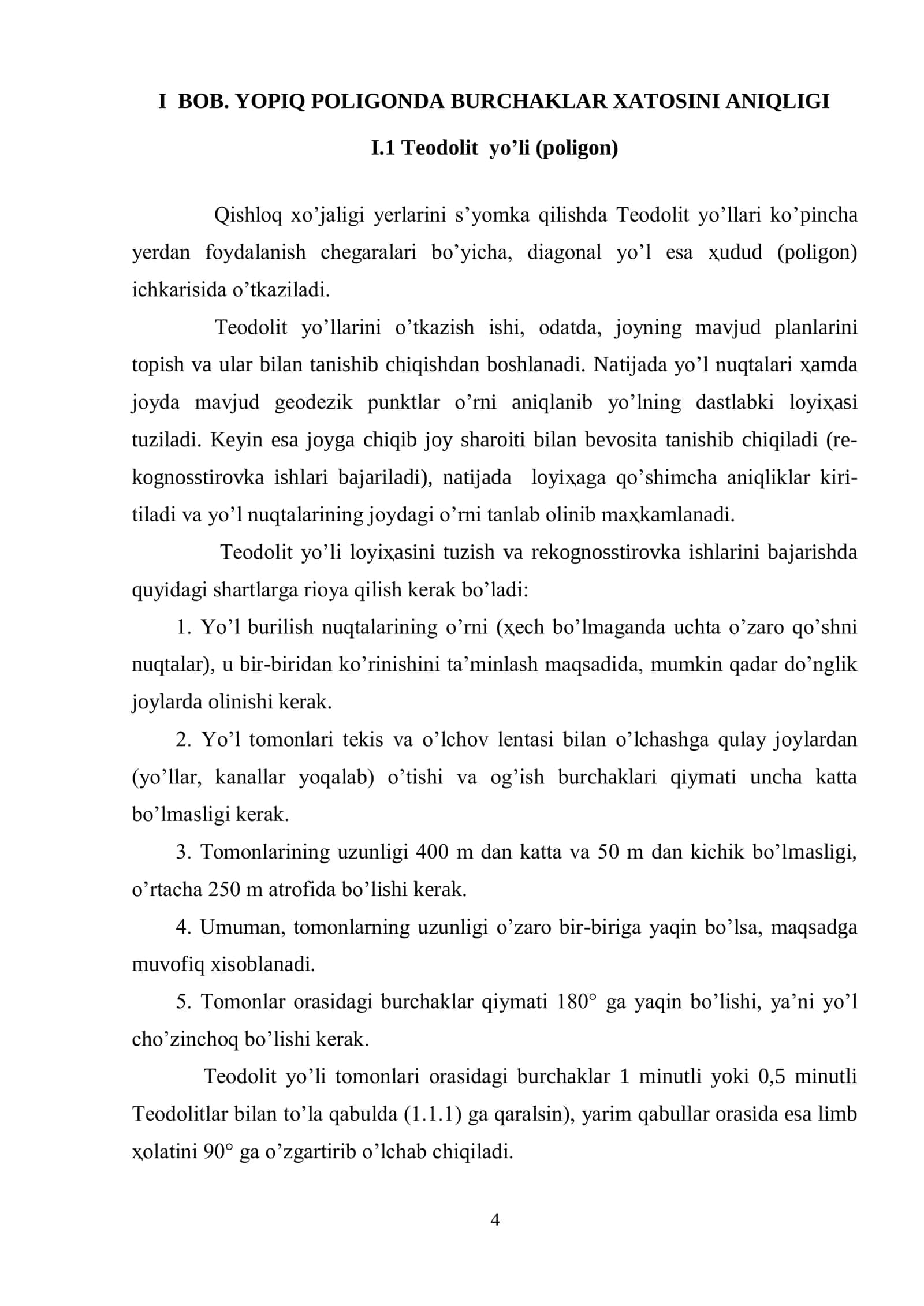 Yopiq poligonda burchaklar va koordinatalar orttirmasi xatosini aniqligi 3
