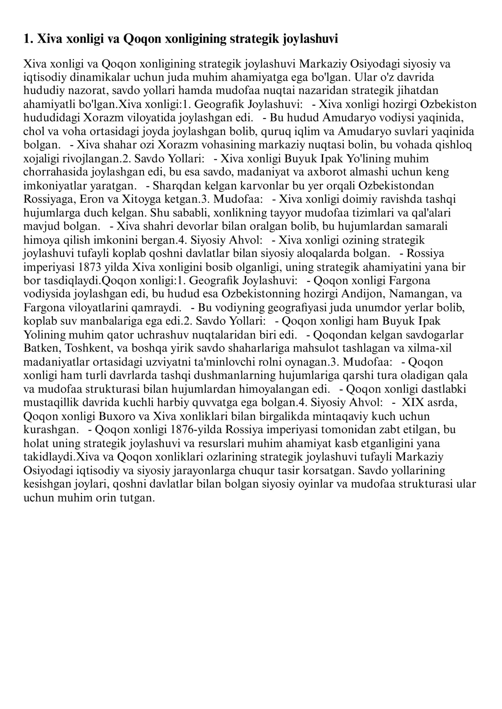 QO'QON, XIVA XONLIKLARI VA BUXORO AMIRLIGINING ROSSIYA IMPERIYASI TOMONIDAN BOSIB OLINISHINING ASOSIY SABABLARI VA BOSQICHLARI 3
