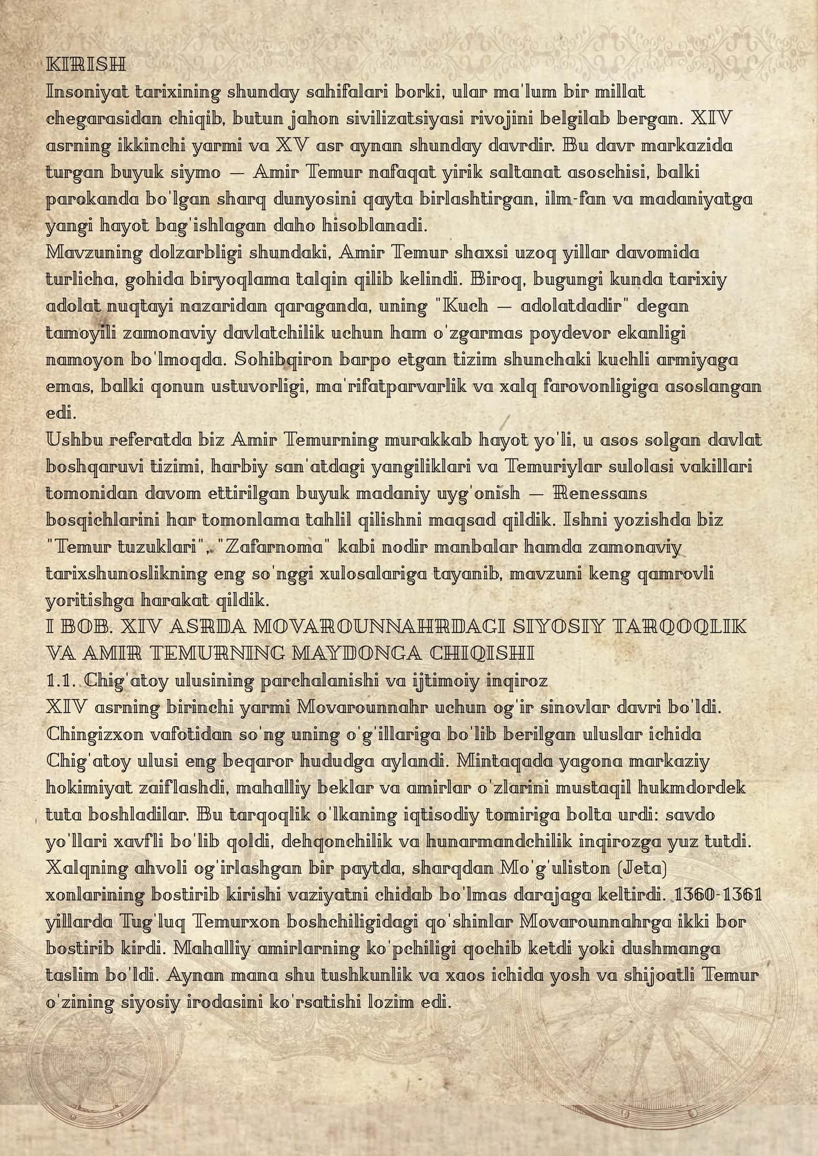 Amir Temur va Temuriylar davri 3