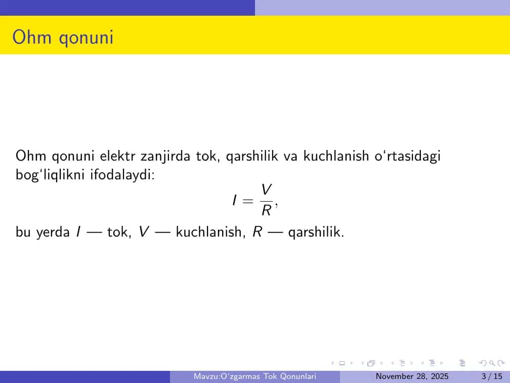 O‘zgarmas Tok Qonunlari 3