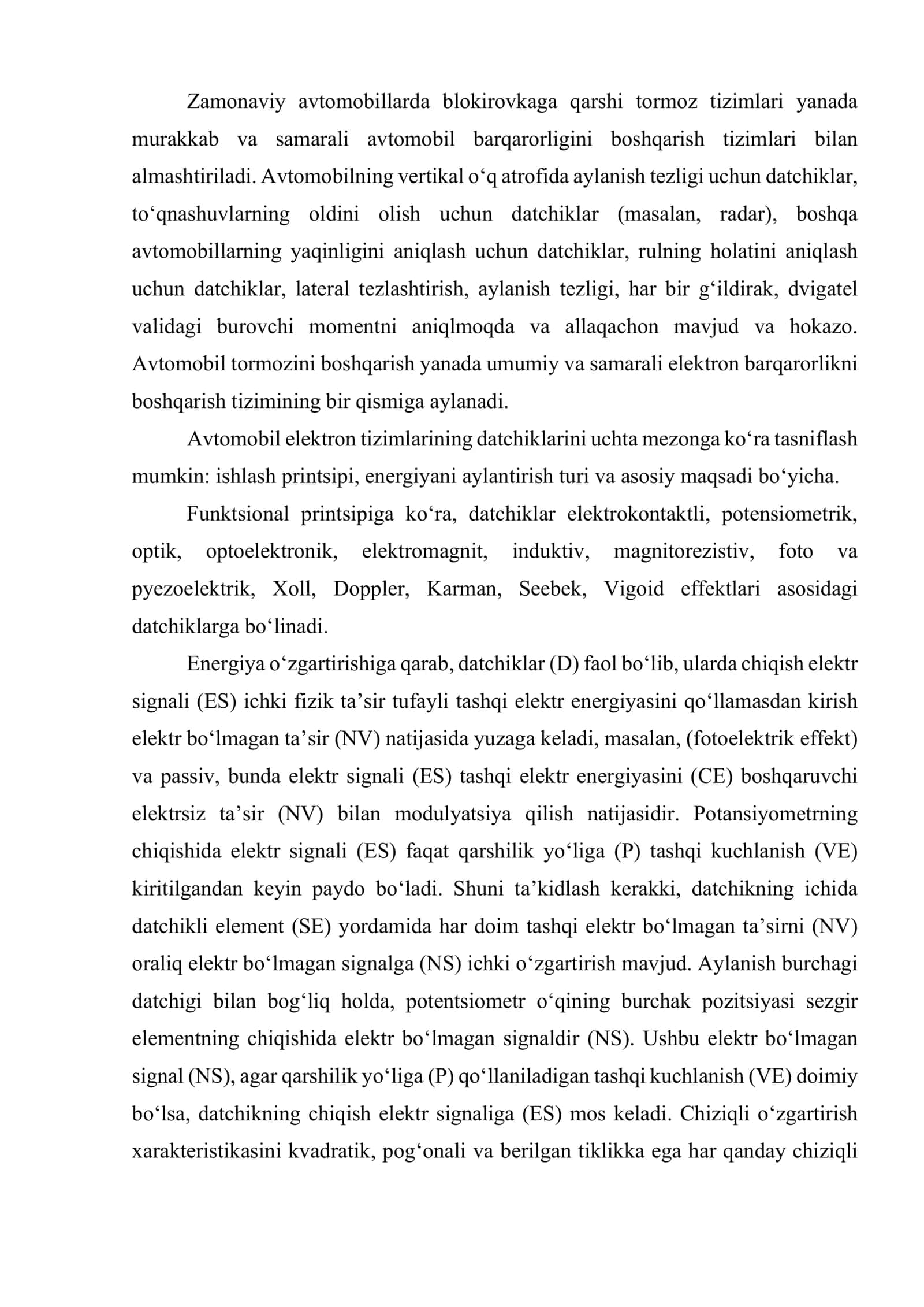 Yordamchi elektr jihozlar. Elektr datchiklari. Elektrodvigatellar. Tovush signallari. 3