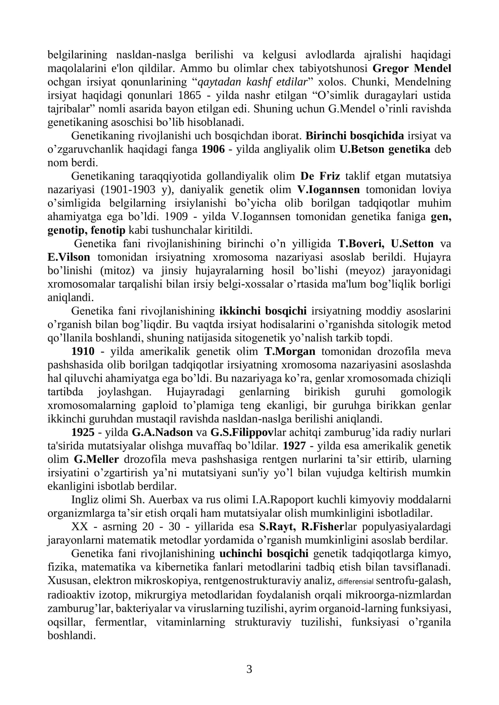 GENETIKA PREDMETI, VAZIFALARI VA METODOLOGIK ASOSLARI 3