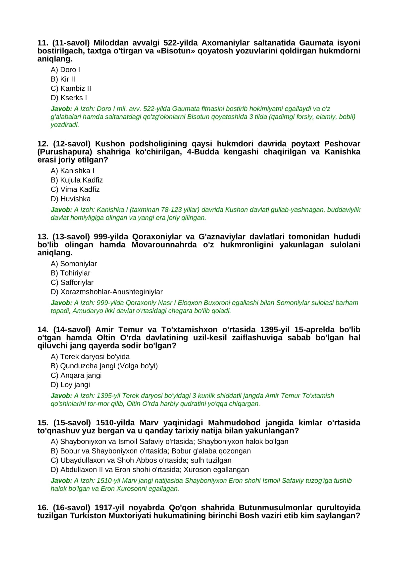 TARIX EXPERT / MILLIY SERTIFIKAT VA OLIMPIADA DARAJASI (OLIY QIYINLIK) 3