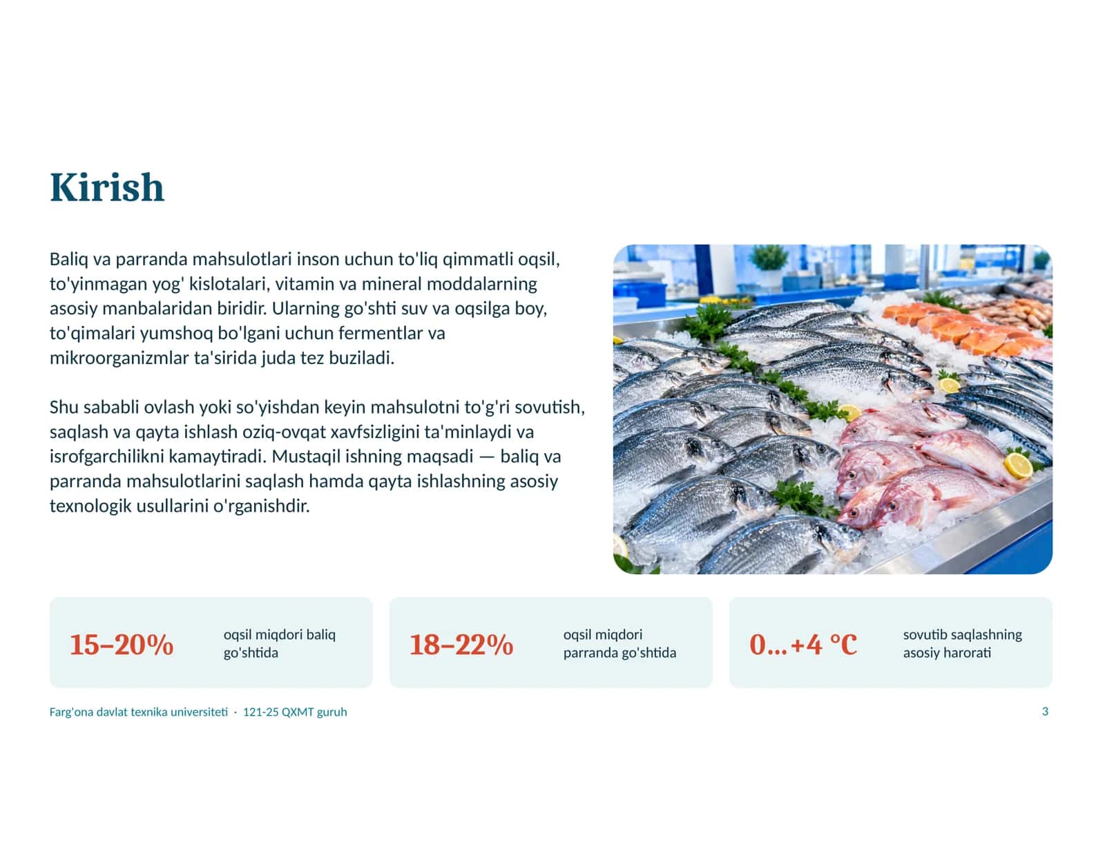 Baliq va parranda mahsulotlarini saqlash va qayta ishlash texnologiyasi 3