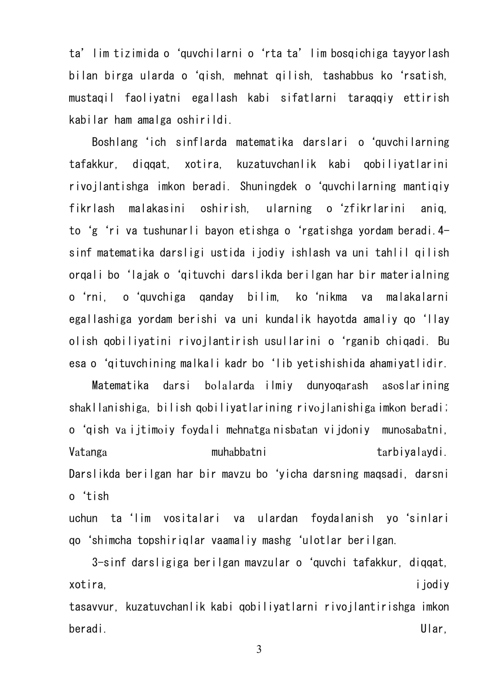 3-sinf o‘quvchilarini matematika darslarida ijodiy ishlashga o‘rgatish metodikasi 3