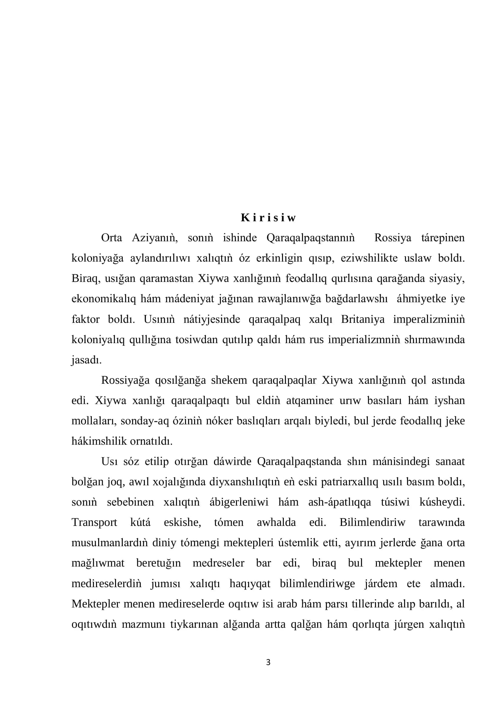 ÓZBEKSTAN RESPUBLIKASÍ JOQARÍ HÁM ORTA ARNAWLÍ BILIMLENDIRIW MINISTRLIGI ÁJINIYAZ ATÍNDAǴÍ NÓKIS MAMLEKETLIK PEDAGOGIKALÍQ INSTITUTÍ Pedagogika fakulteti Pedagogika kafedrası 3