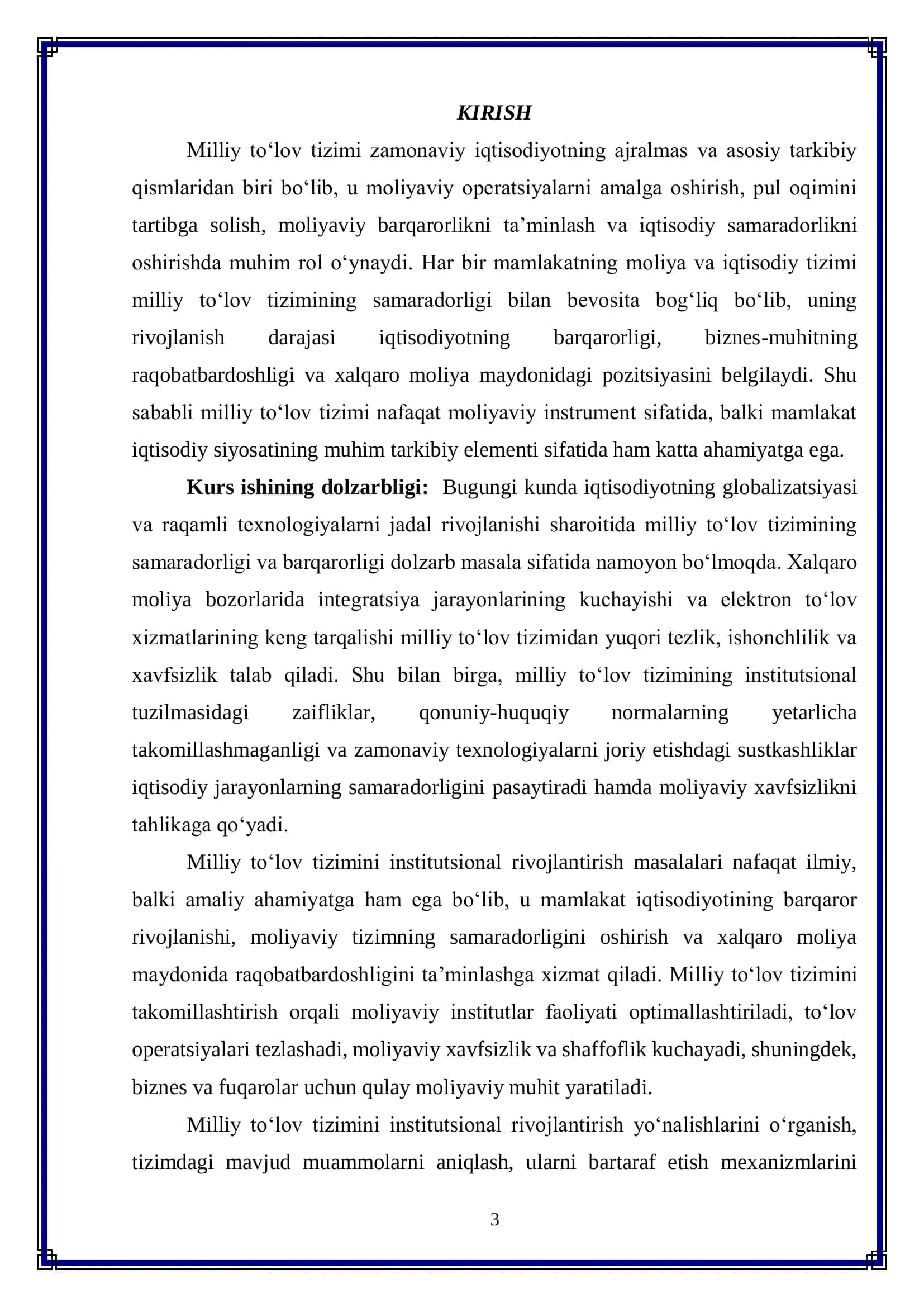 Milliy to‘lov tizimini institutsional rivojlantirish yo‘nalishlari 3