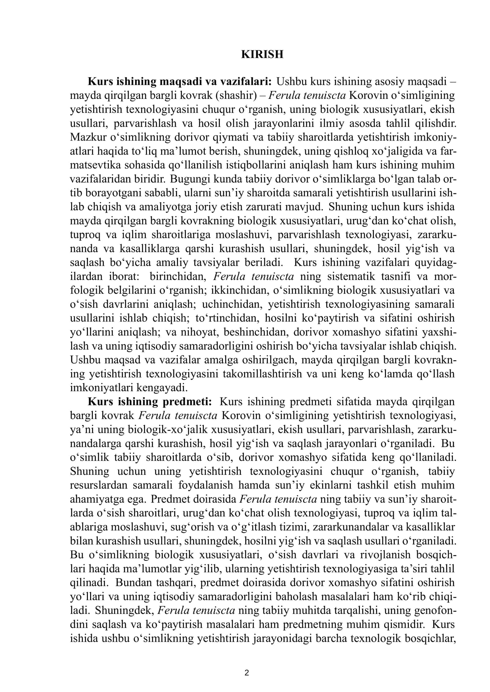 Dorivor oʻsimliklar yetishtirish va qayta ishlash texnologiyasi 4-kurs 3