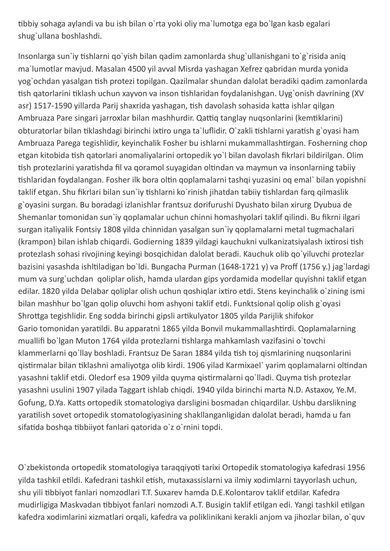 Ortopedik stomatologiya xonasini tashkil qilinishi bilan tanishish. Vrach-Stomotalogni ish joyini ta 3