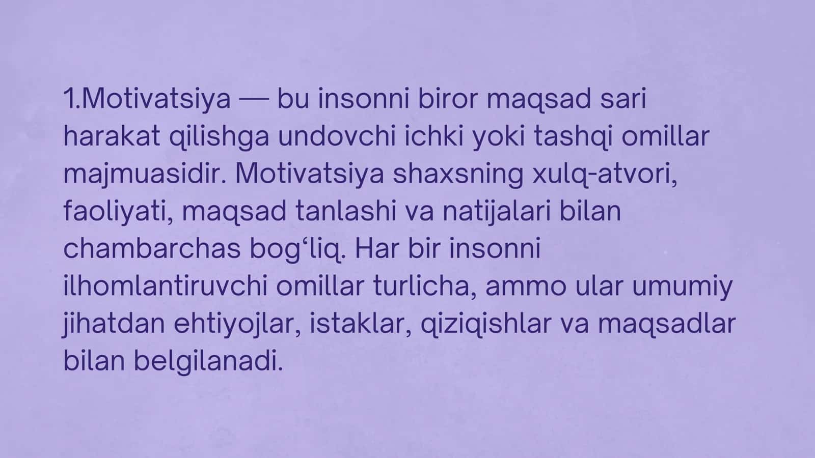 Motivatsiya haqida umumiy tushuncha. Motivatsiyaning asosiy turlari va rivojlanish bosqichlari 3