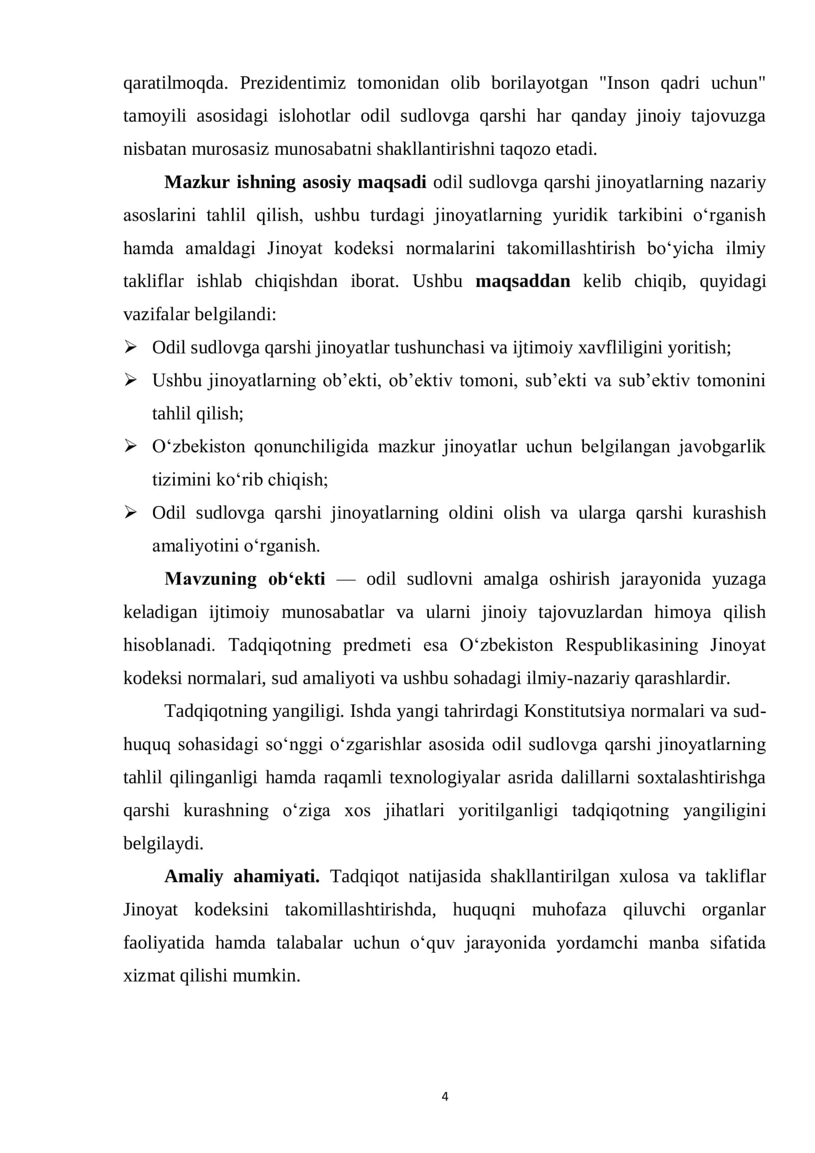 Jinoyat huquqi. "Odil sudlovga qarshi jinoyatlar" kurs ishi. 3