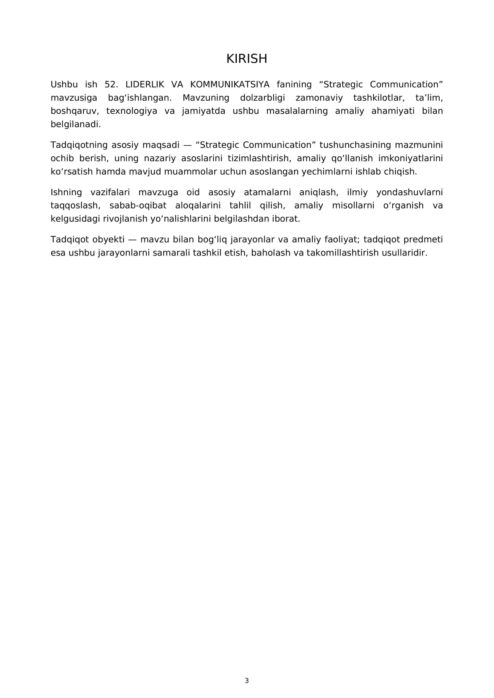 LIDERLIK VA KOMMUNIKATSIYA - Strategic Communication 3