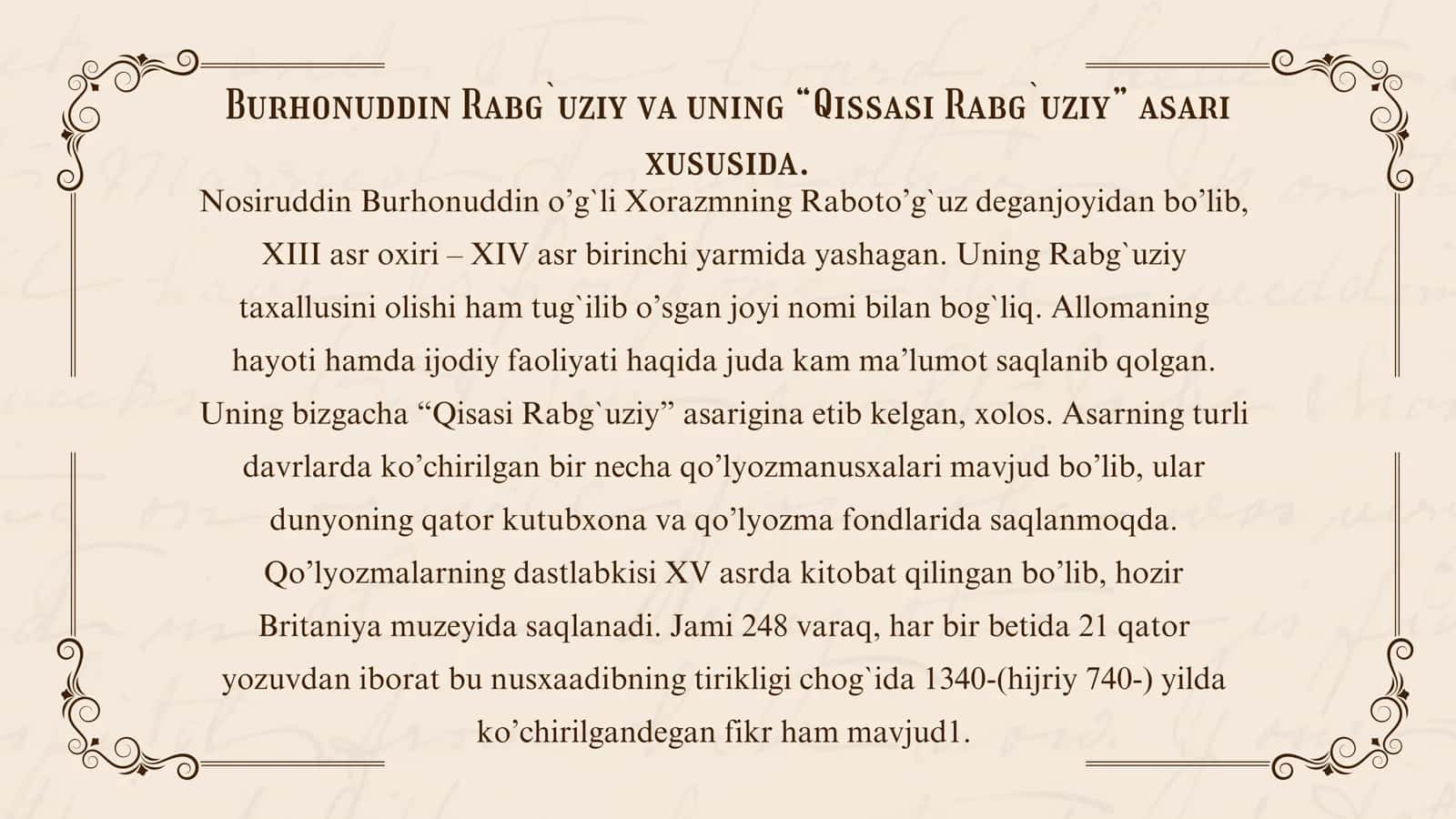 Rabgʻuziyning ,, Qissasi Rabgʻuziy ʼʼ asarining leksik xususiyatlari 3