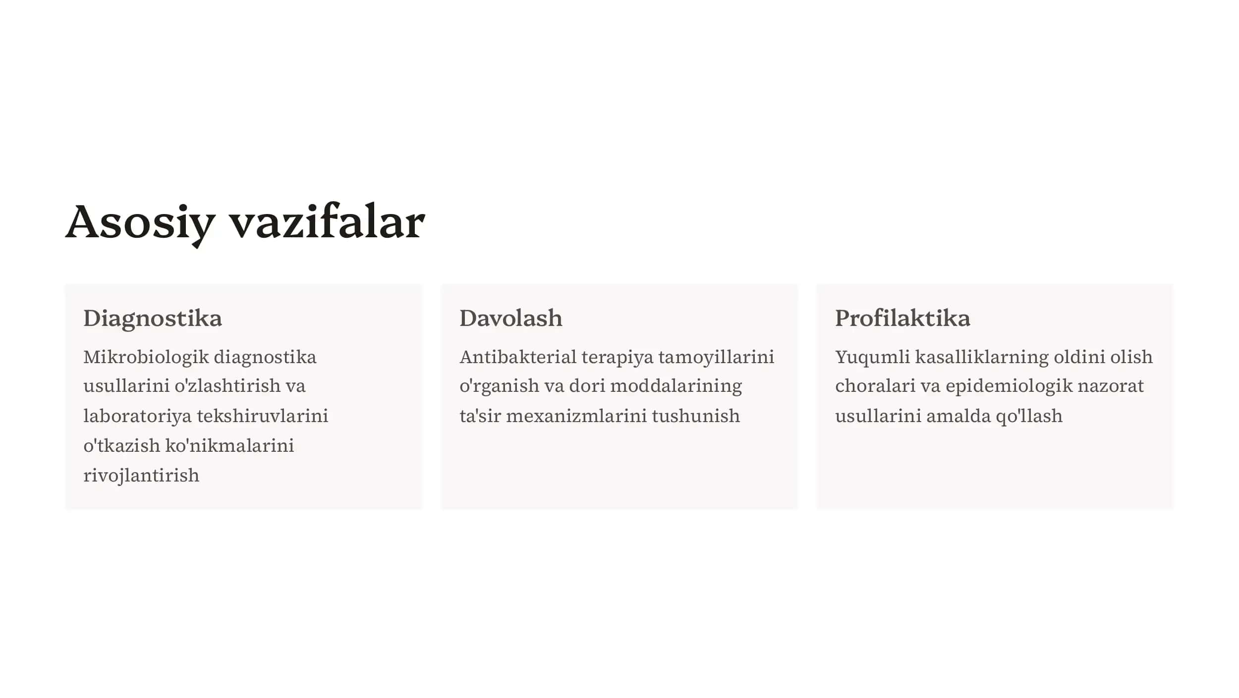 Tibbiy mikrobiologiya, 
virusologiya, immunologiya 
modullarining maqsadi va 
vazifalari. Bakteri 3